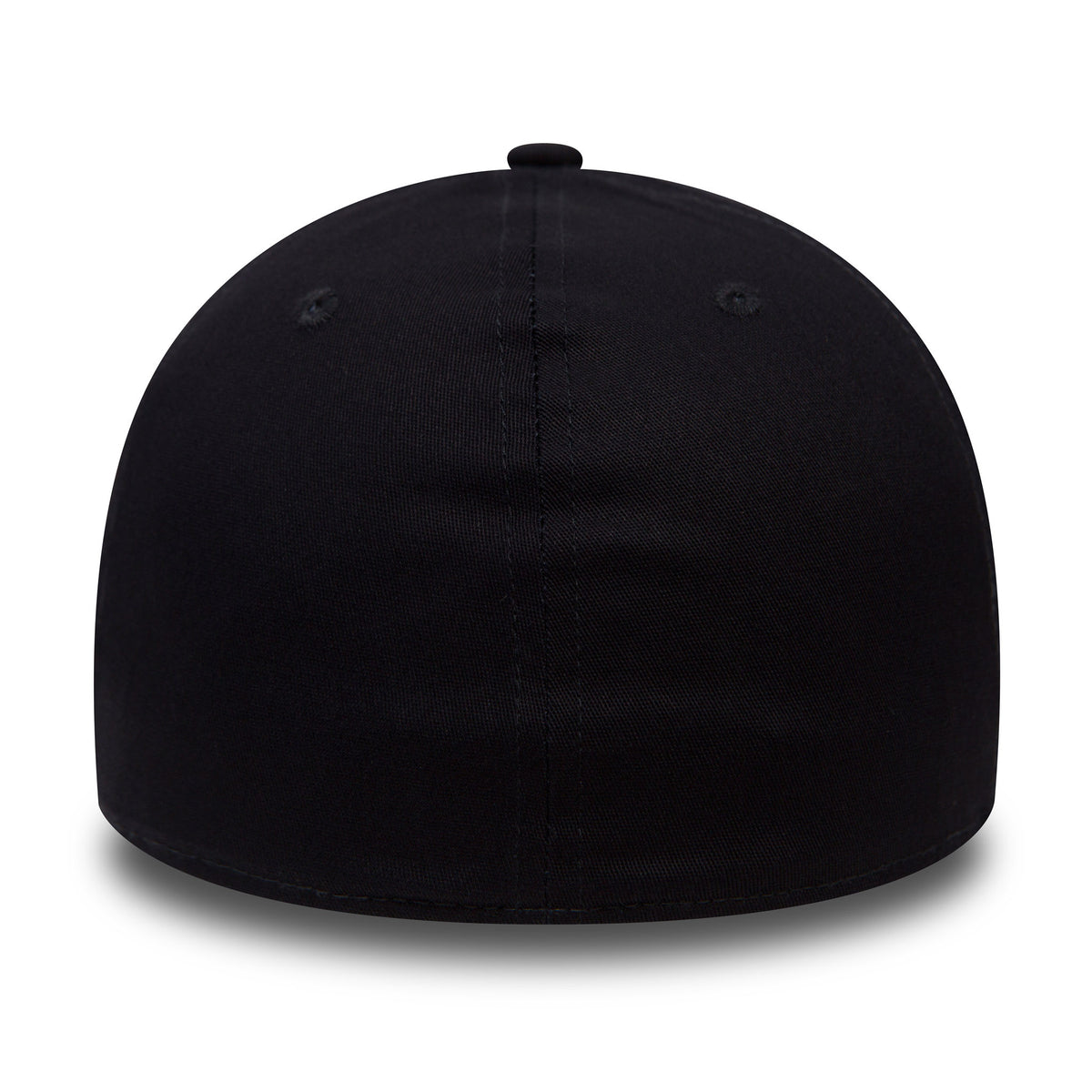 LA Dodgers Classic Navy New Era 39THIRTY Cap, rear view showing the plain navy back of the structured crown without any additional logos or embroidery, featuring a centred top button.