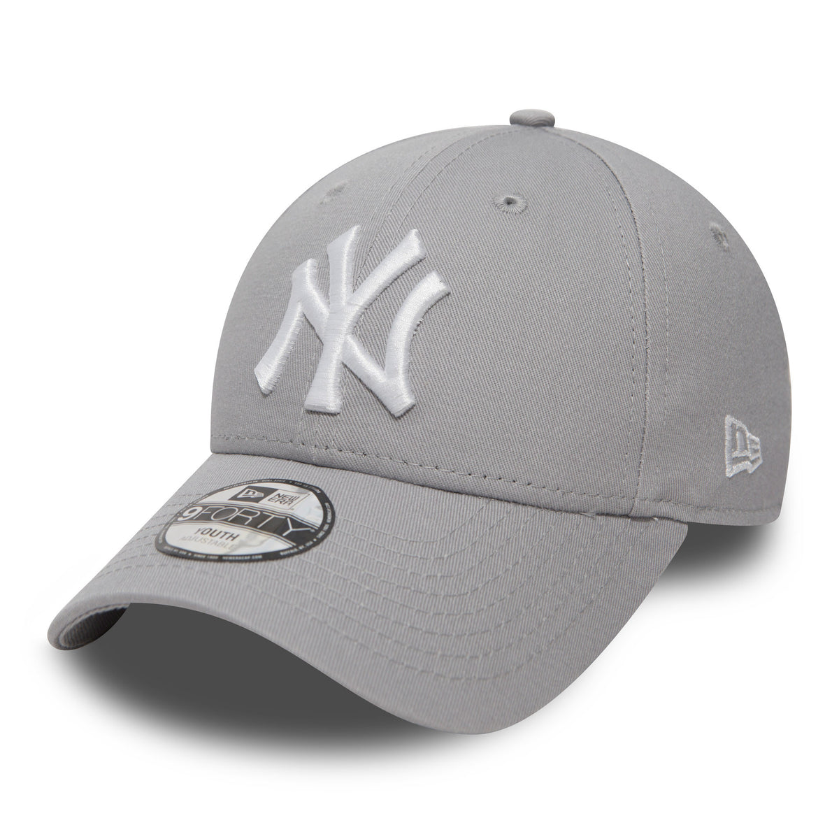 This is a Youth MLB Essential New York Yankees 9FORTY cap in grey. 1