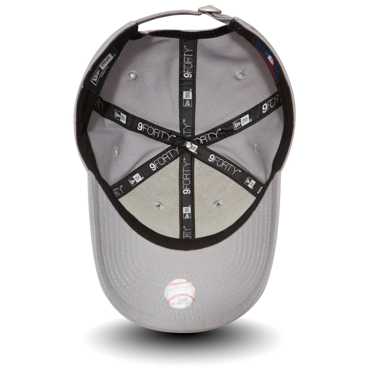 This is a Youth MLB Essential New York Yankees 9FORTY cap in grey. 2