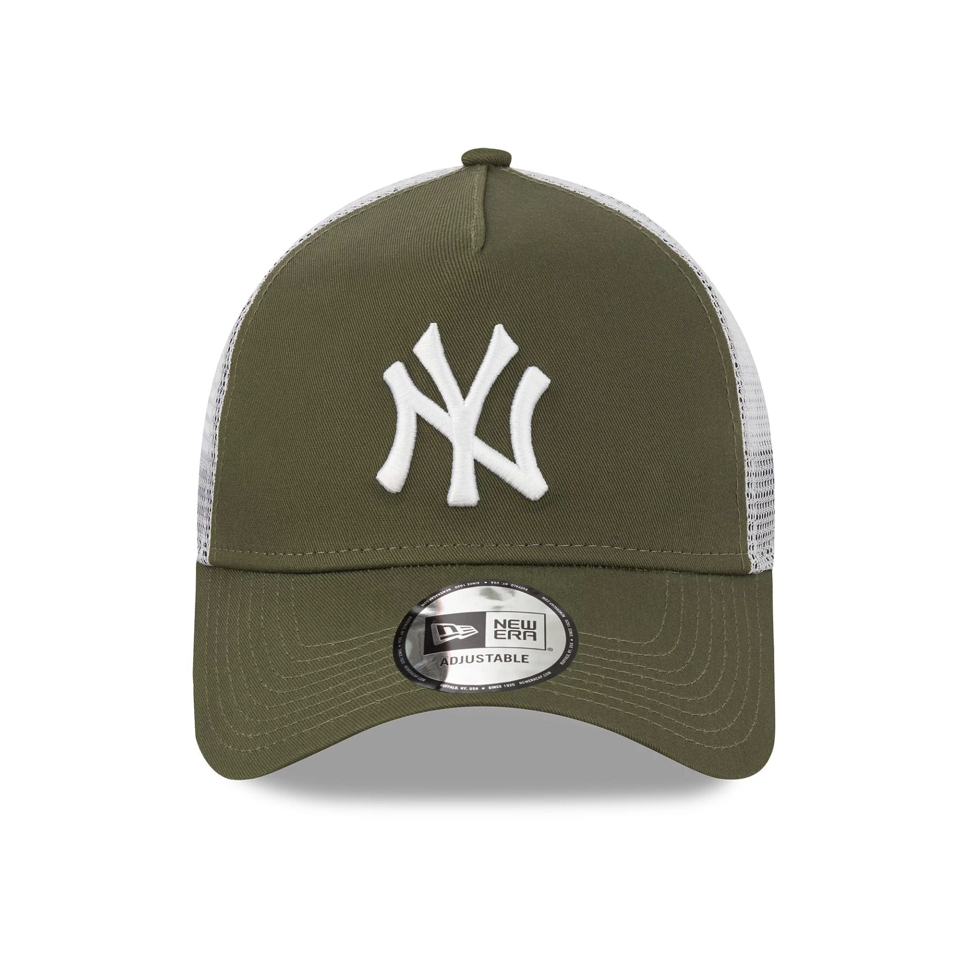 This is a New York Yankees Khaki A-Frame Trucker Cap 2