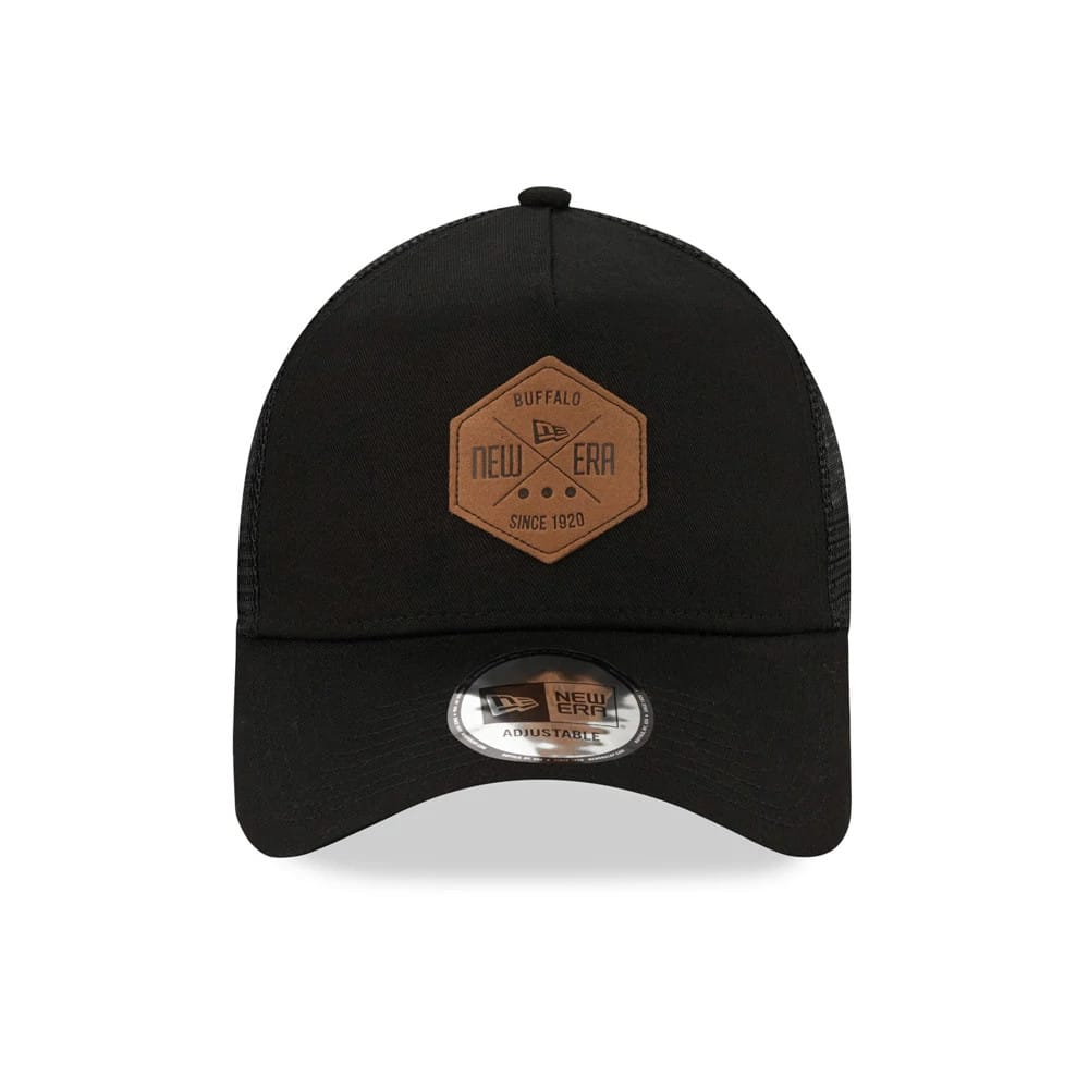 This is a New Era Patch Black A-Frame Trucker Cap 2