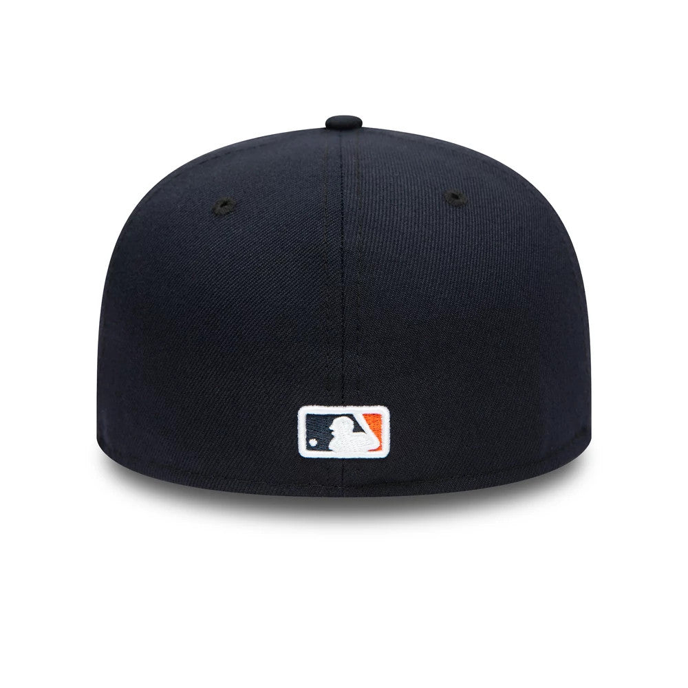 Houston Astros Authentic On Field Home Navy New Era 59FIFTY Cap, rear view showing the white embroidered MLB Batterman logo centred on the back panels of the navy crown, with matching navy stitching and top button.