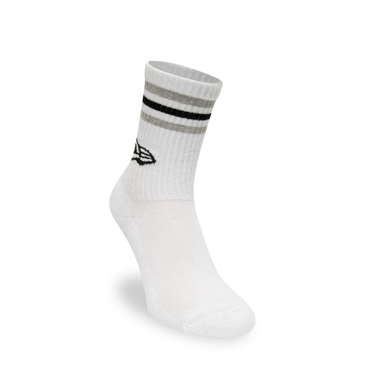 This is a New Era Retro Stripe 3 Pack Crew Black, Grey and White Socks 2