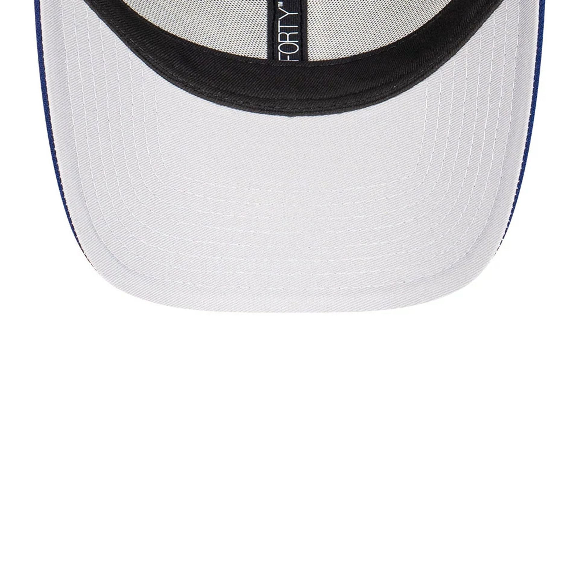 Pictured is this MLB Premium Felt LA Dodgers 9FORTY cap in dark blue. 2