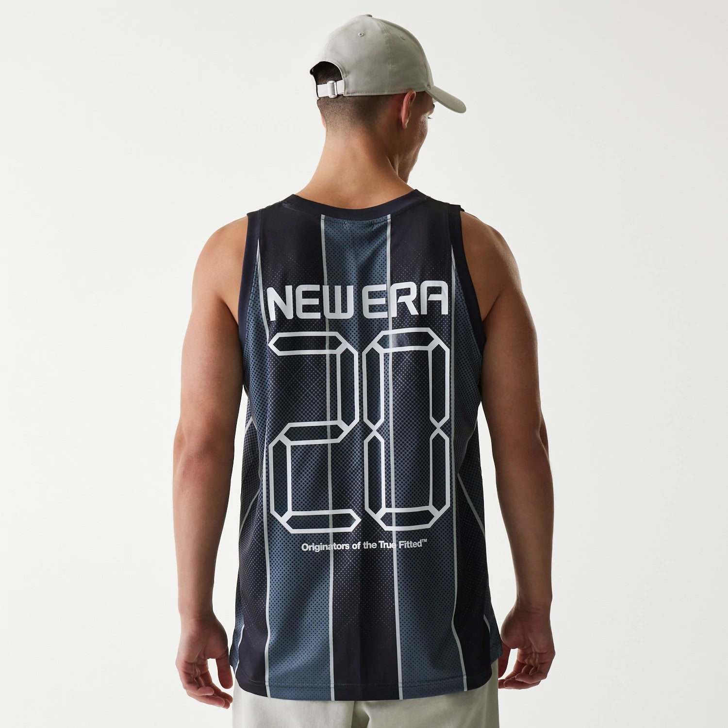 The Male model is wearing New Era City Sport Black Tank Top 2
