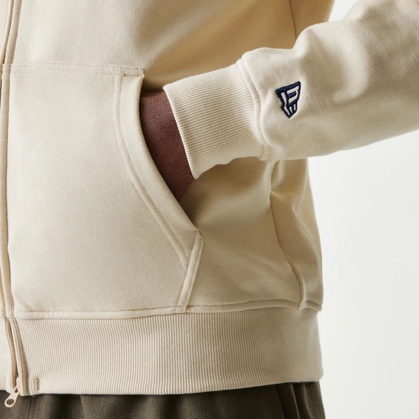The Male model is wearing MLB Subway Series Beige Zip Front Hoodie 6