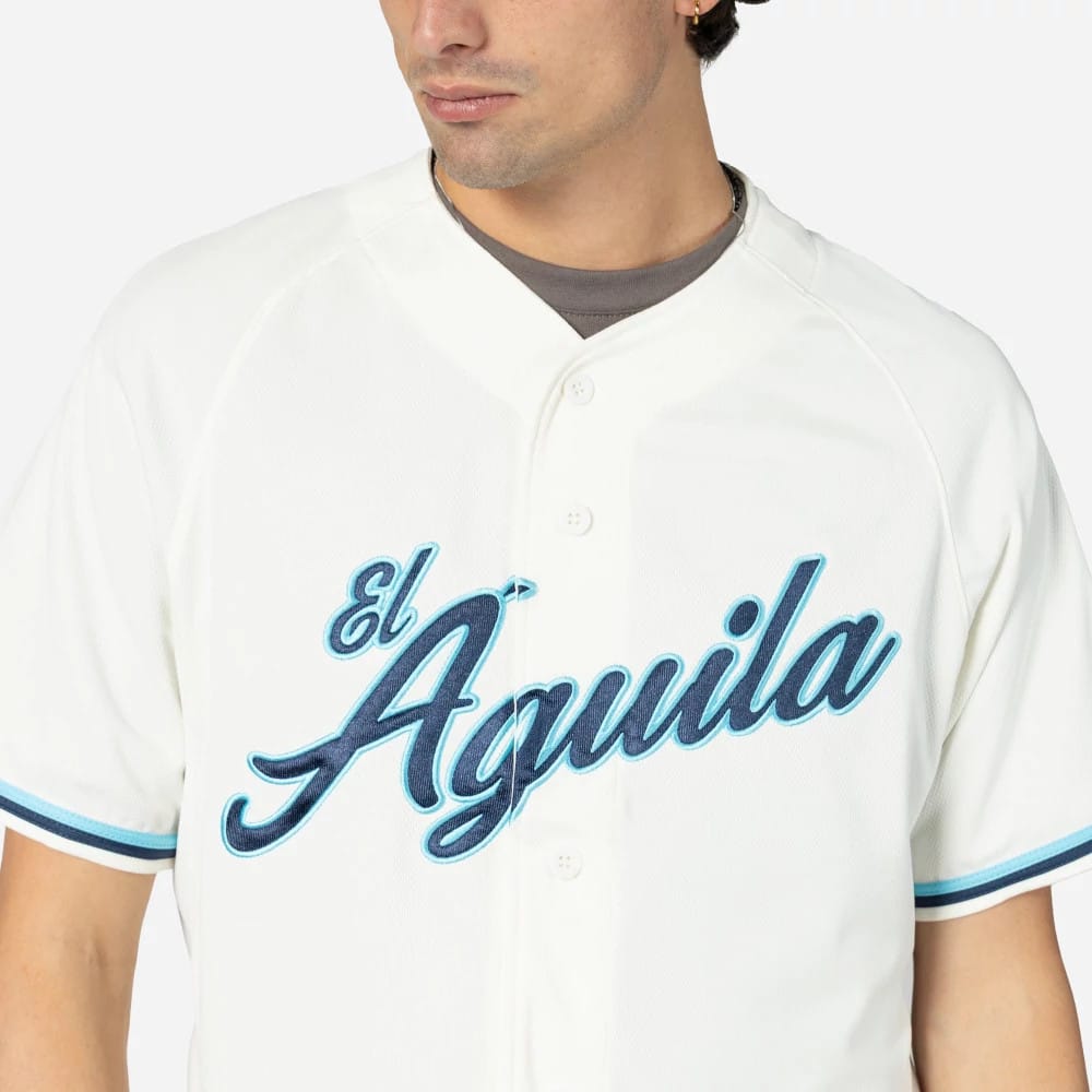 The Male model is wearing Veracruz Aguilas Mexico LMB On Field Cream On-Field Jersey 3