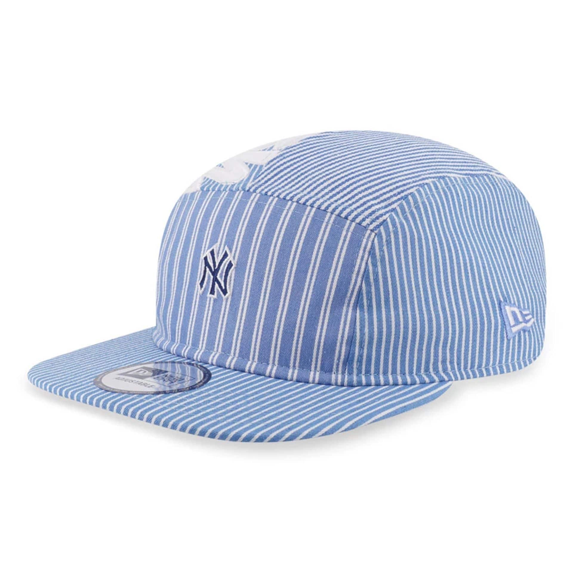 This is a New York Yankees MLB Patchwork Open Blue Camper Adjustable Cap 1