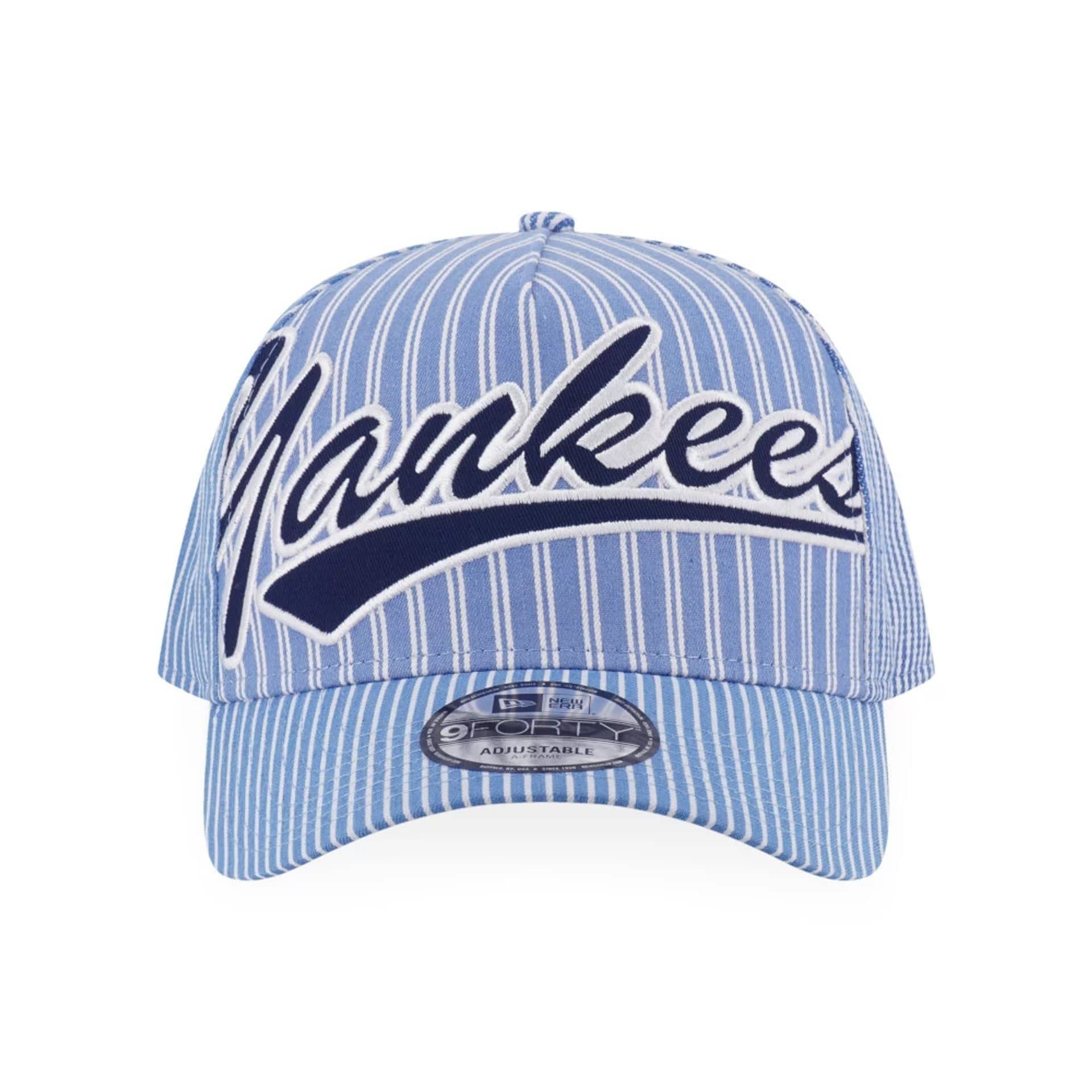 This is a New York Yankees MLB Patchwork Open Blue 9FORTY A-Frame Adjustable Cap 2