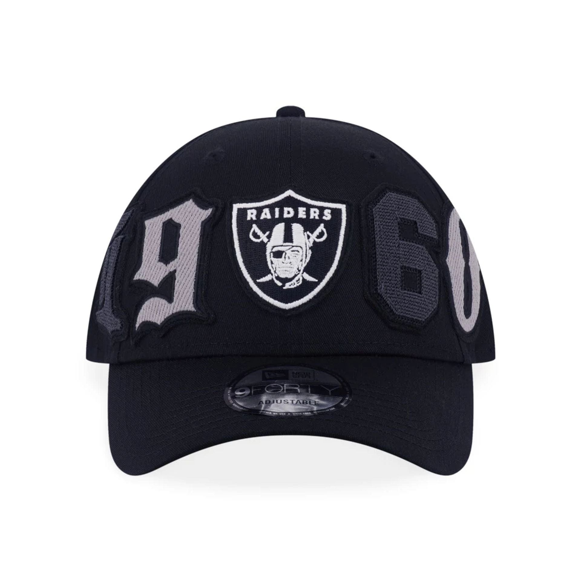 This is a Las Vegas Raiders NFL League Patch Black 9FORTY Adjustable Cap 2