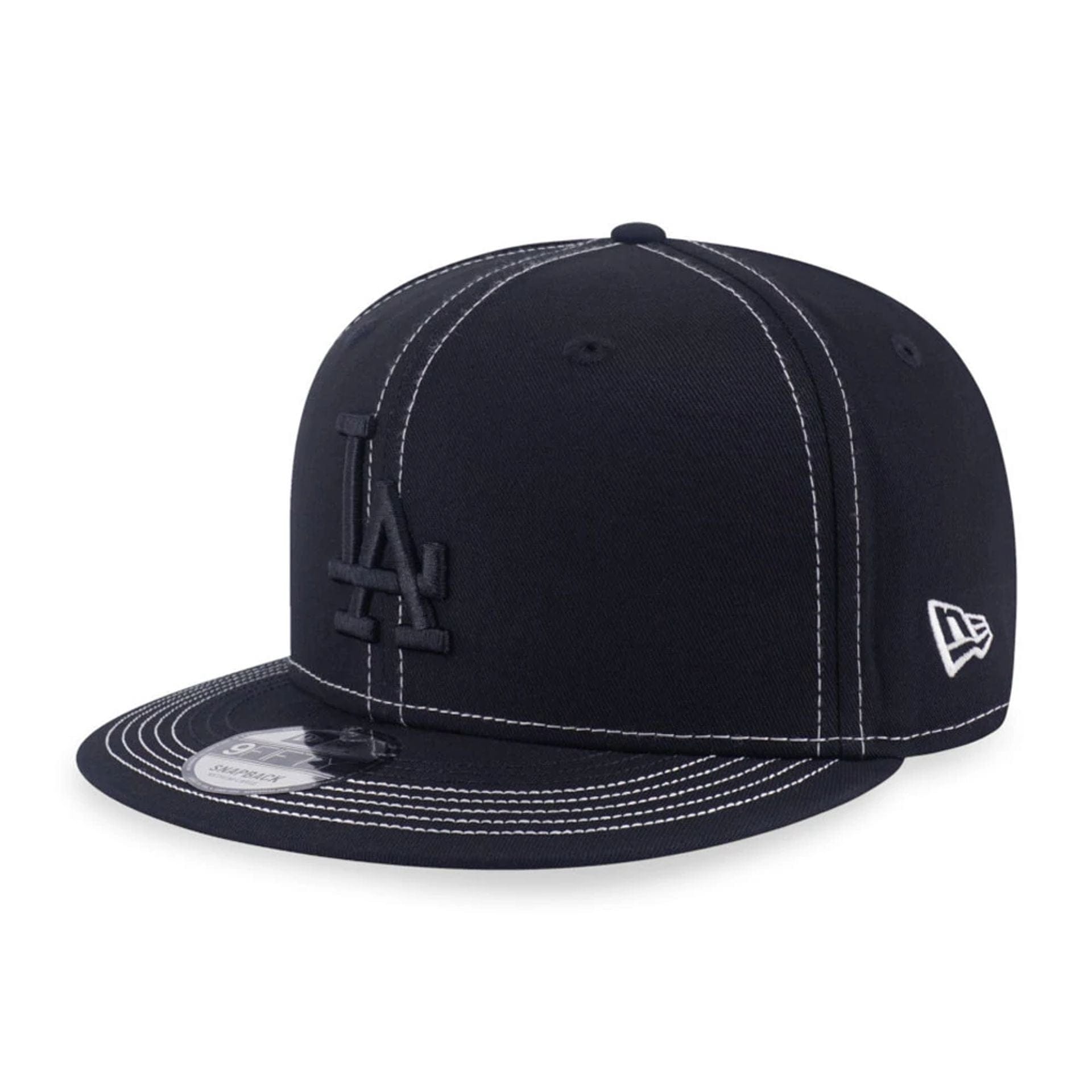 Pictured is this MLB Contrast Stitching LA Dodgers 9FIFTY Snapback cap in black. 1