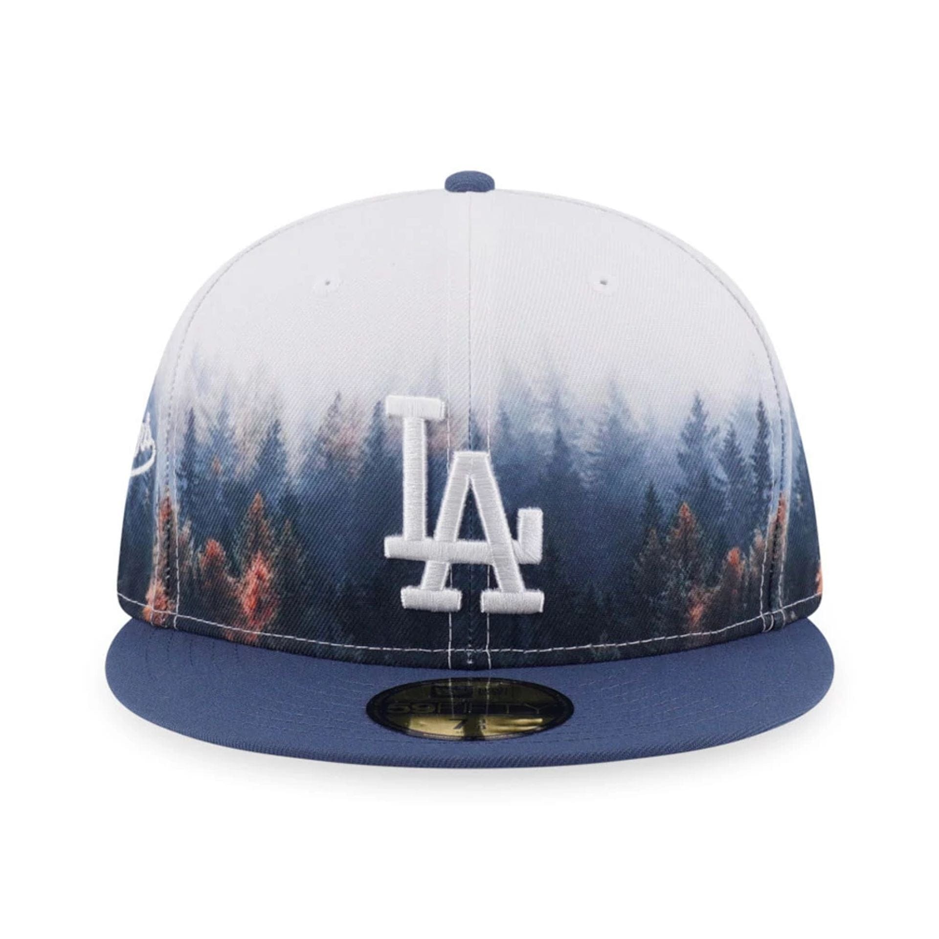 Pictured is this MLB Forest LA Dodgers 59FIFTY Fitted cap in dark blue. 2