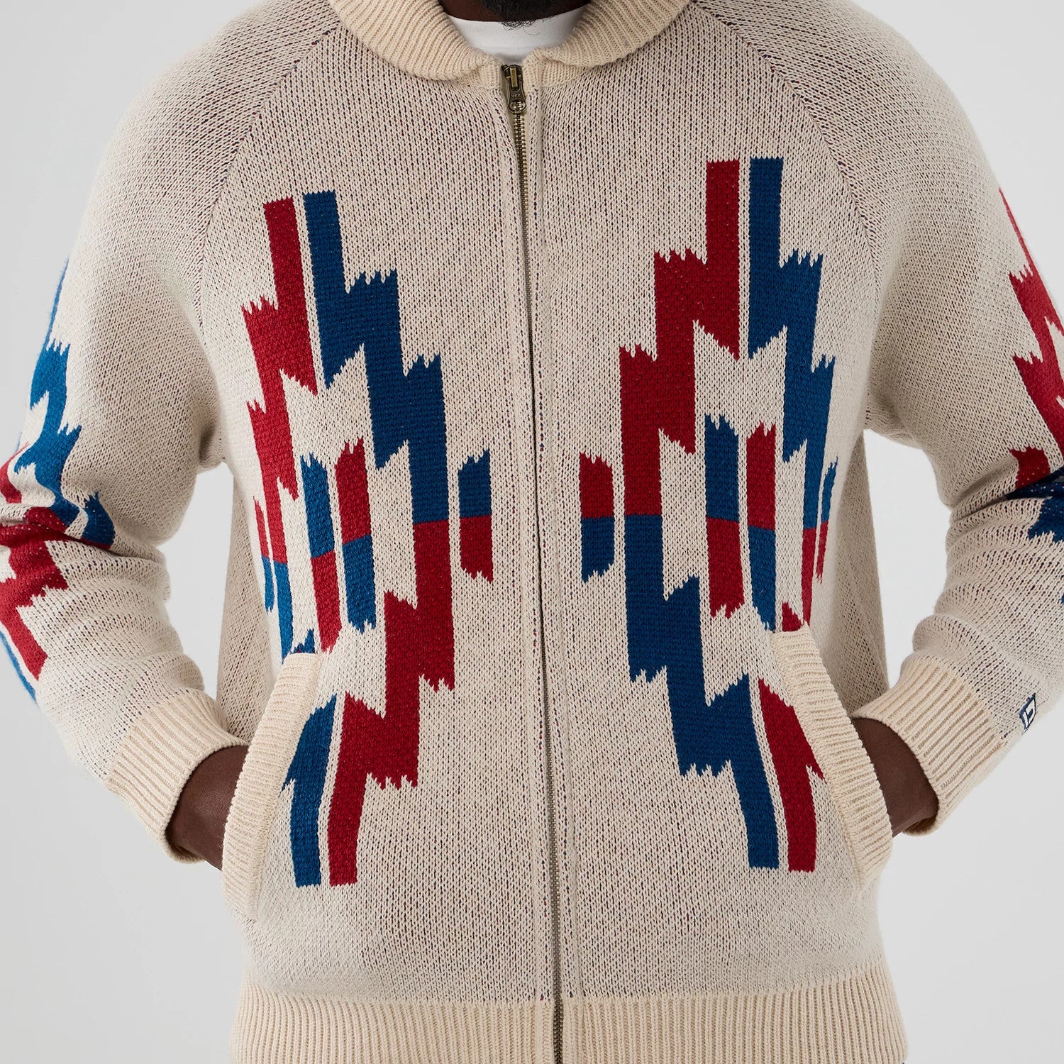 The Male model is wearing New Era Organic Cowichan Natural Cardigan 3