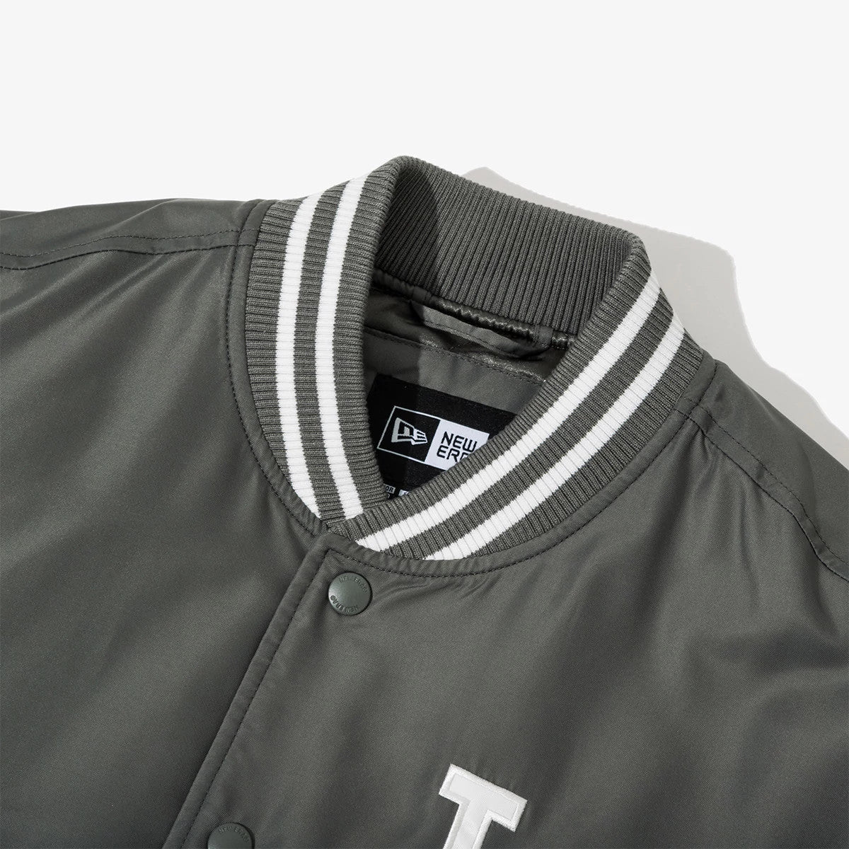 The Male model is wearing LA Dodgers MLB Grey Stadium Jacket 4