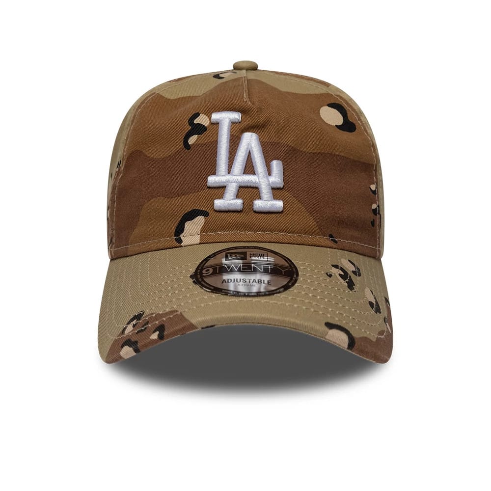 Pictured is this MLB Camo Reserve LA Dodgers 9TWENTY A-Frame Adjustable cap in Desert Camo. 2