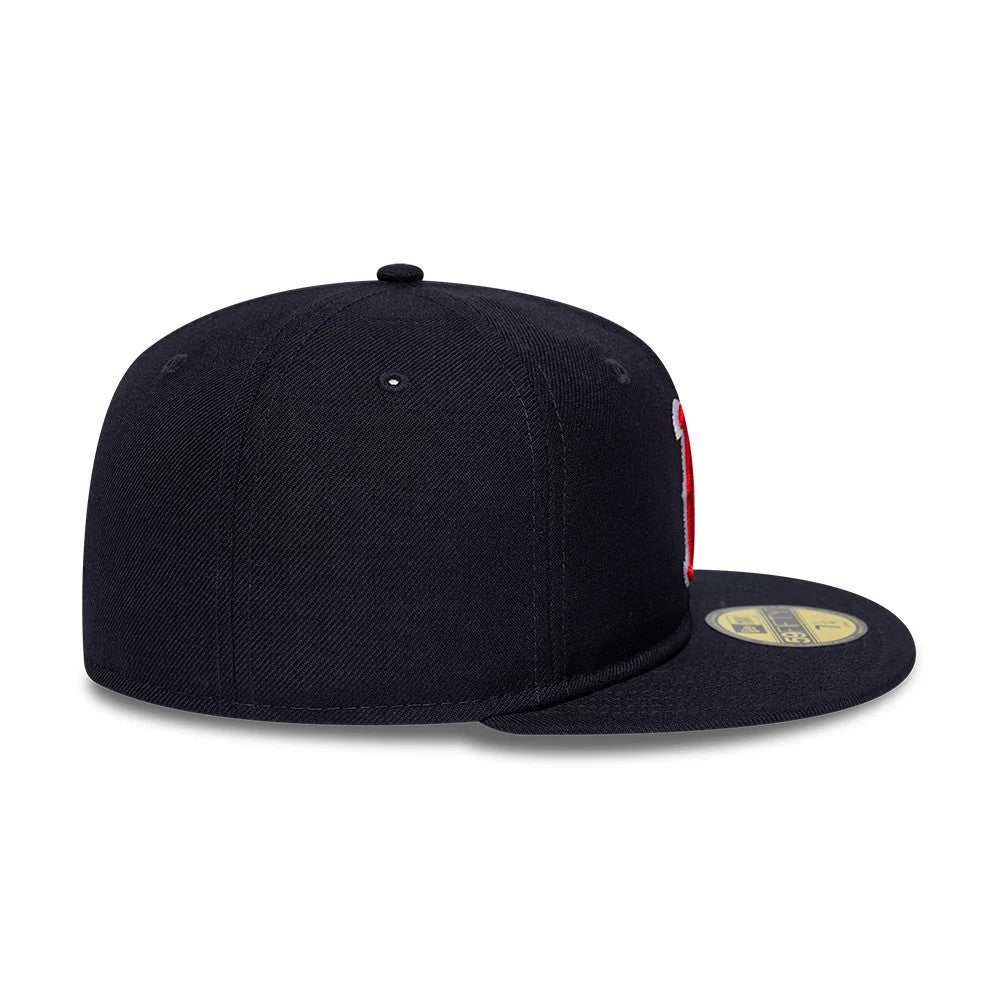 Pictured is this MLB Soft Buckram Boston Red Sox 59FIFTY Fitted cap in navy. 7