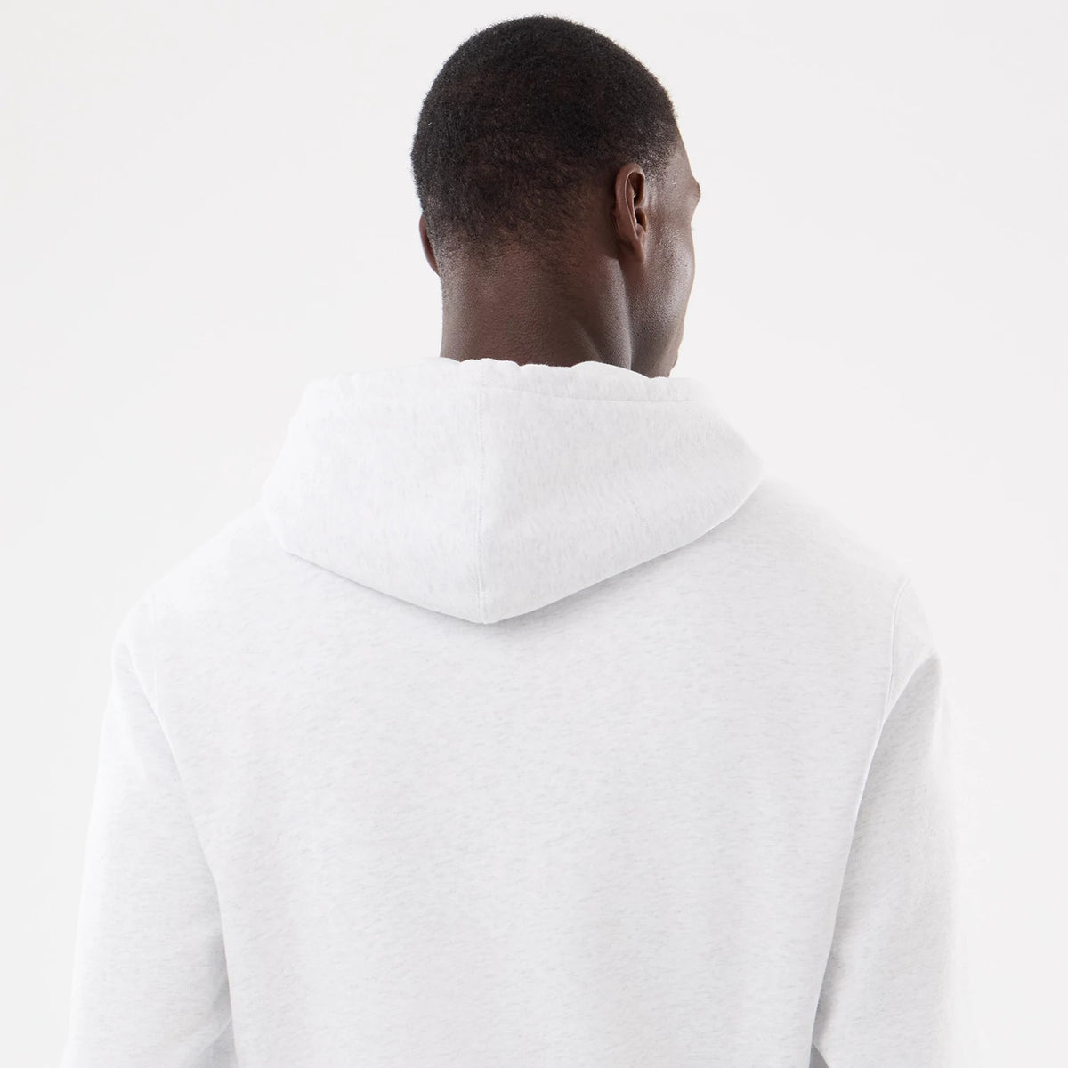 LA Dodgers MLB Comfort Grey 2 Way Full Zip Hoodie, rear view showing the light grey hood and upper back of the hoodie, with a smooth and simple design emphasizing the soft, comfortable fit.