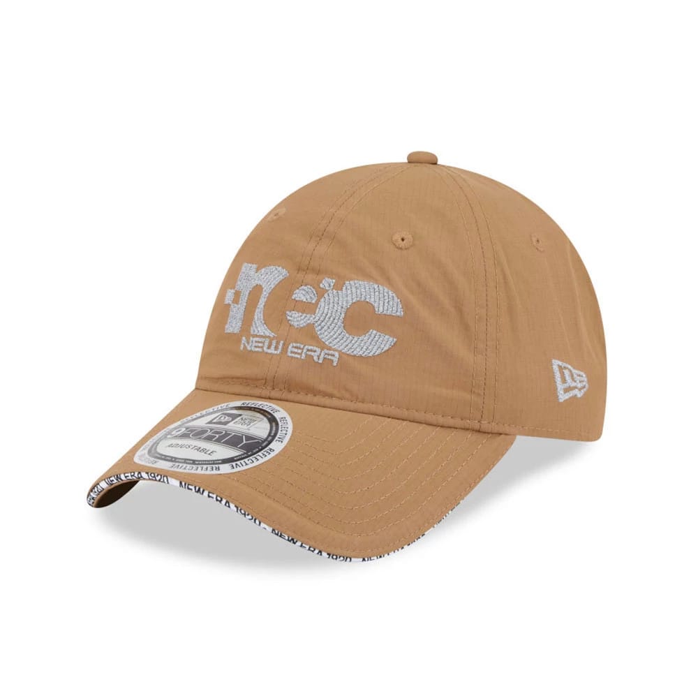 Pictured is this New Era NEC Logo 9FORTY Unstructured cap in Beige. 1
