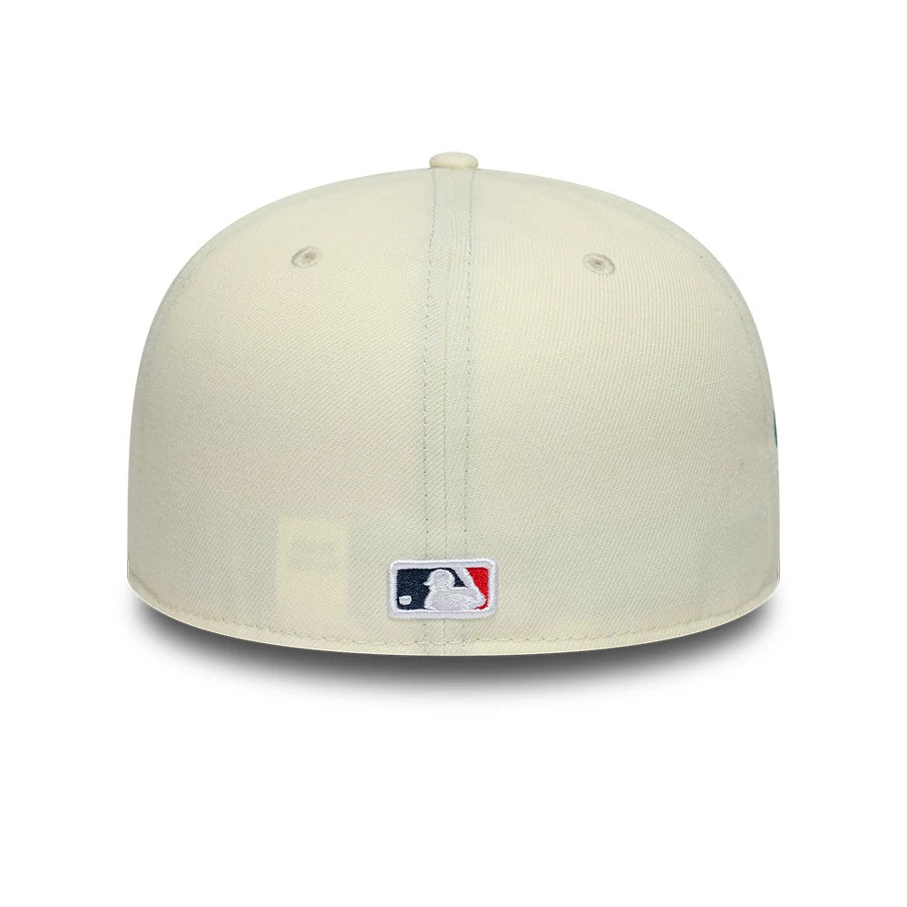 LA Angels MLB City Series White New Era 59FIFTY Fitted Cap, rear view showing the white embroidered MLB Batterman logo at the centre of the back panels, set low on the structured white crown.