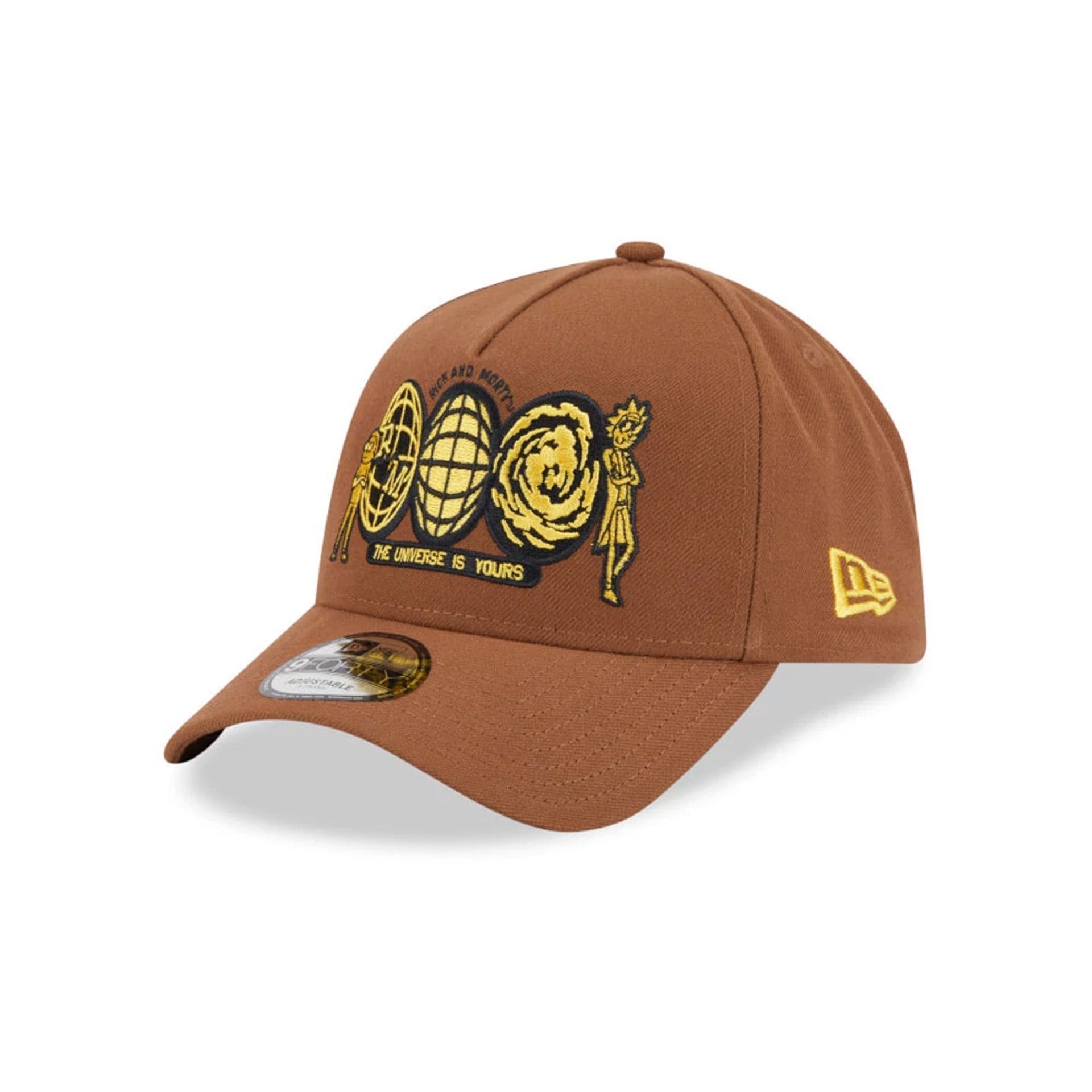Pictured is this Rick And Morty 9FORTY A-Frame Adjustable cap in open brown. 1