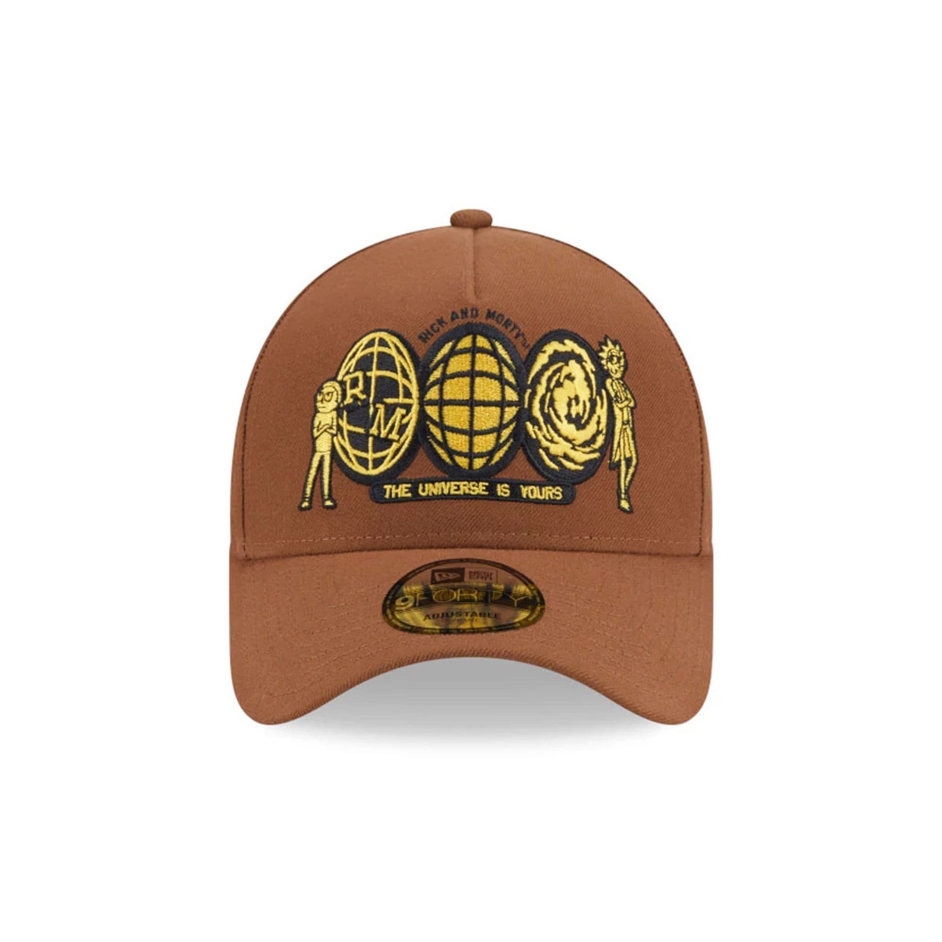 Pictured is this Rick And Morty 9FORTY A-Frame Adjustable cap in open brown. 2