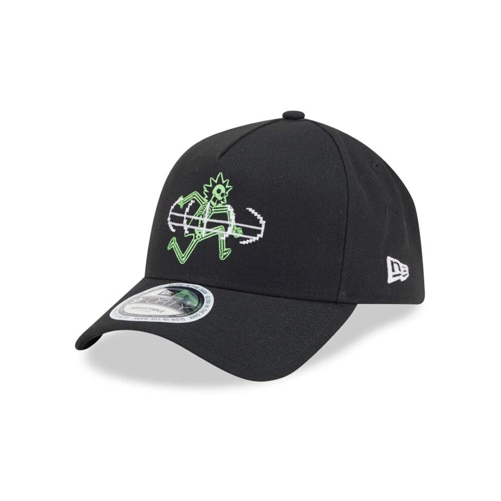 Pictured is this Rick And Morty Glow In The Dark 9FORTY A-Frame Adjustable cap in black. 3