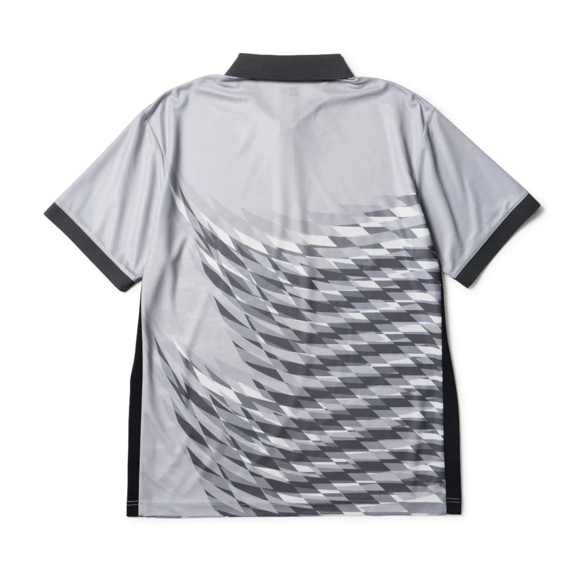 The model is wearing this New Era Grid Polo T-Shirt in grey. 2
