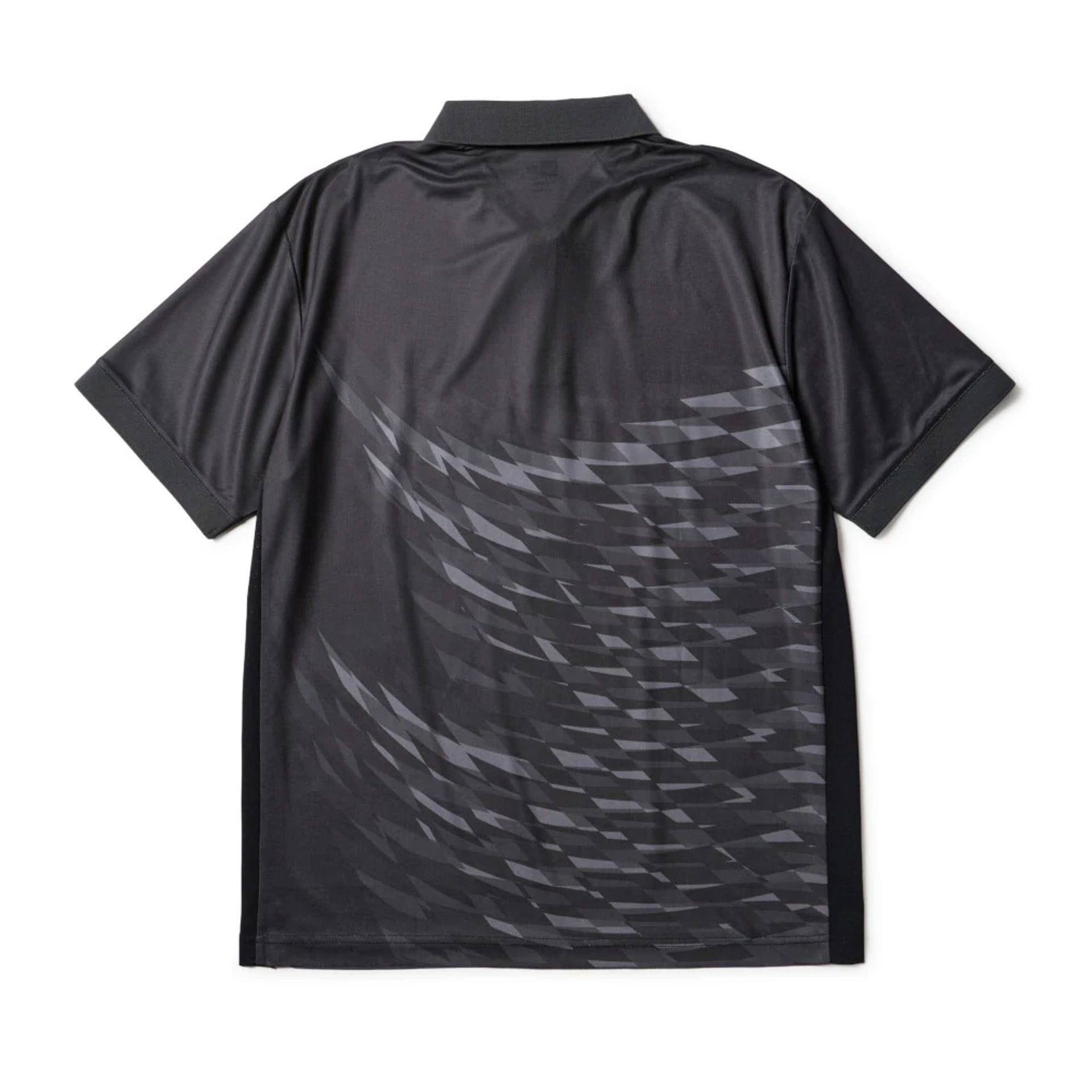 The model is wearing this New Era Grid Polo T-Shirt in black. 2