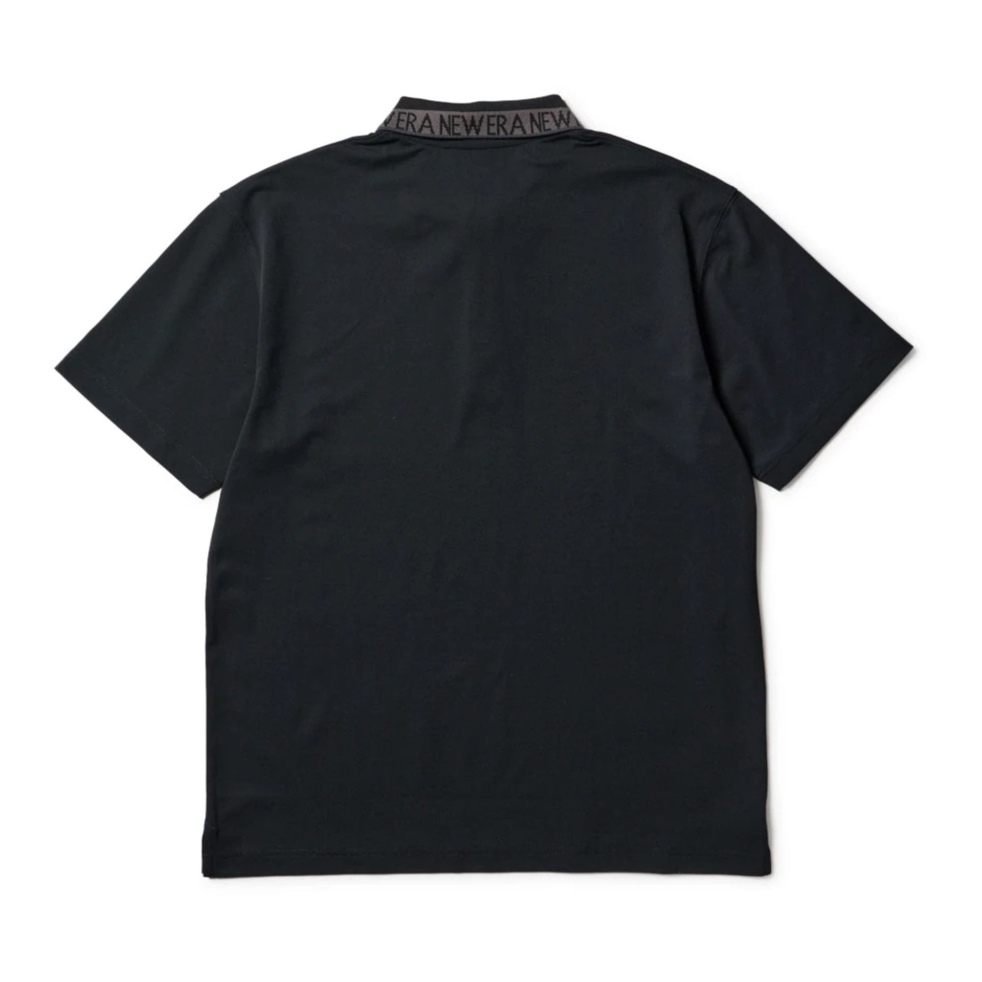 The model is wearing this New Era Kanoko Polo T-Shirt in black. 2
