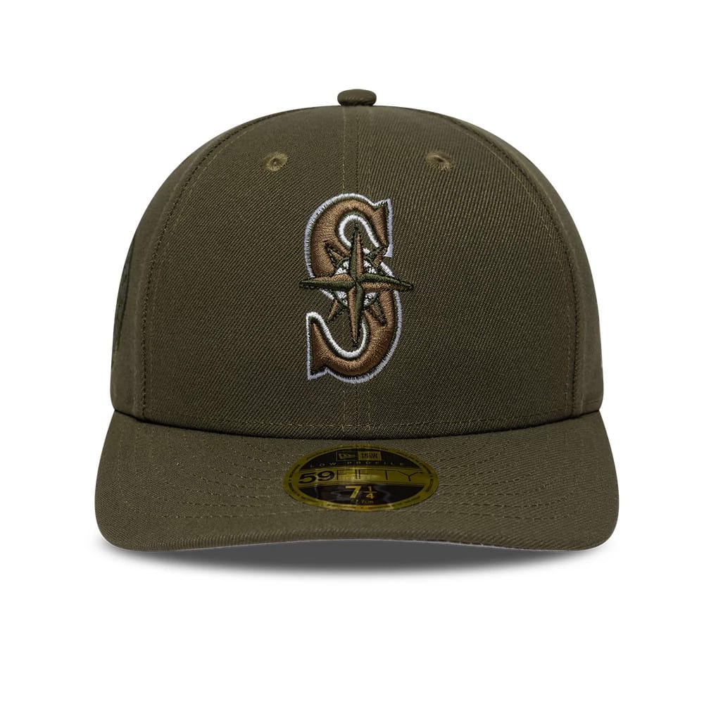 Pictured is this MLB College Varsity Seattle Mariners Low Profile 59FIFTY Fitted cap in dark green. 3