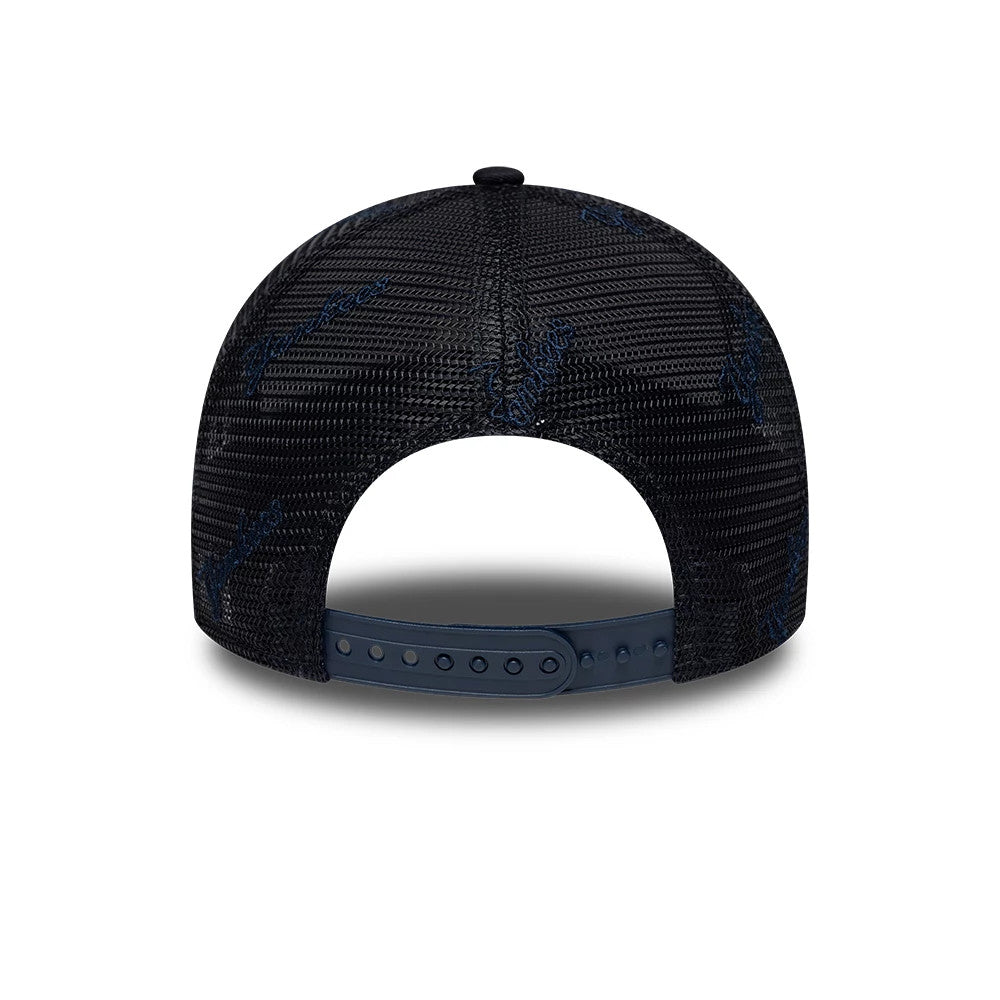 Pictured is this MLB Mesh New York Yankees 9FORTY A-Frame Trucker cap in navy. 4