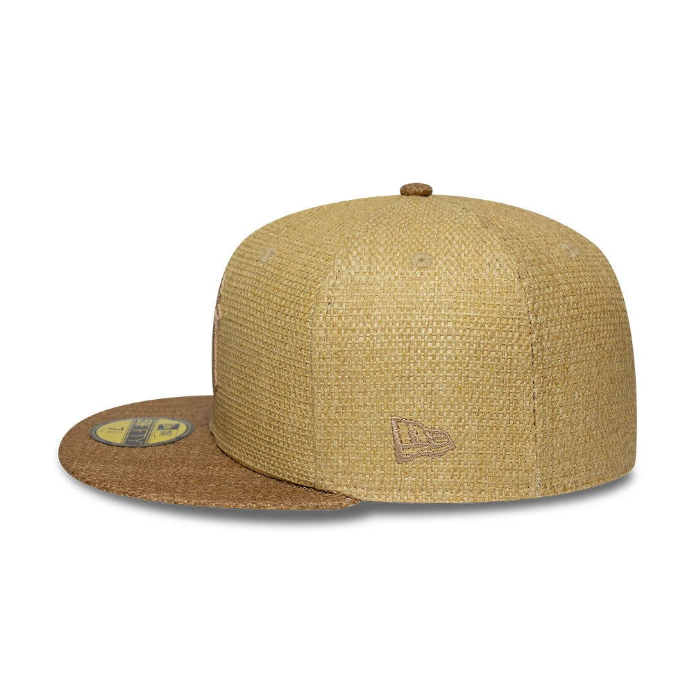 Pictured is this MLB Straw New York Yankees 59FIFTY Fitted cap in beige. 7
