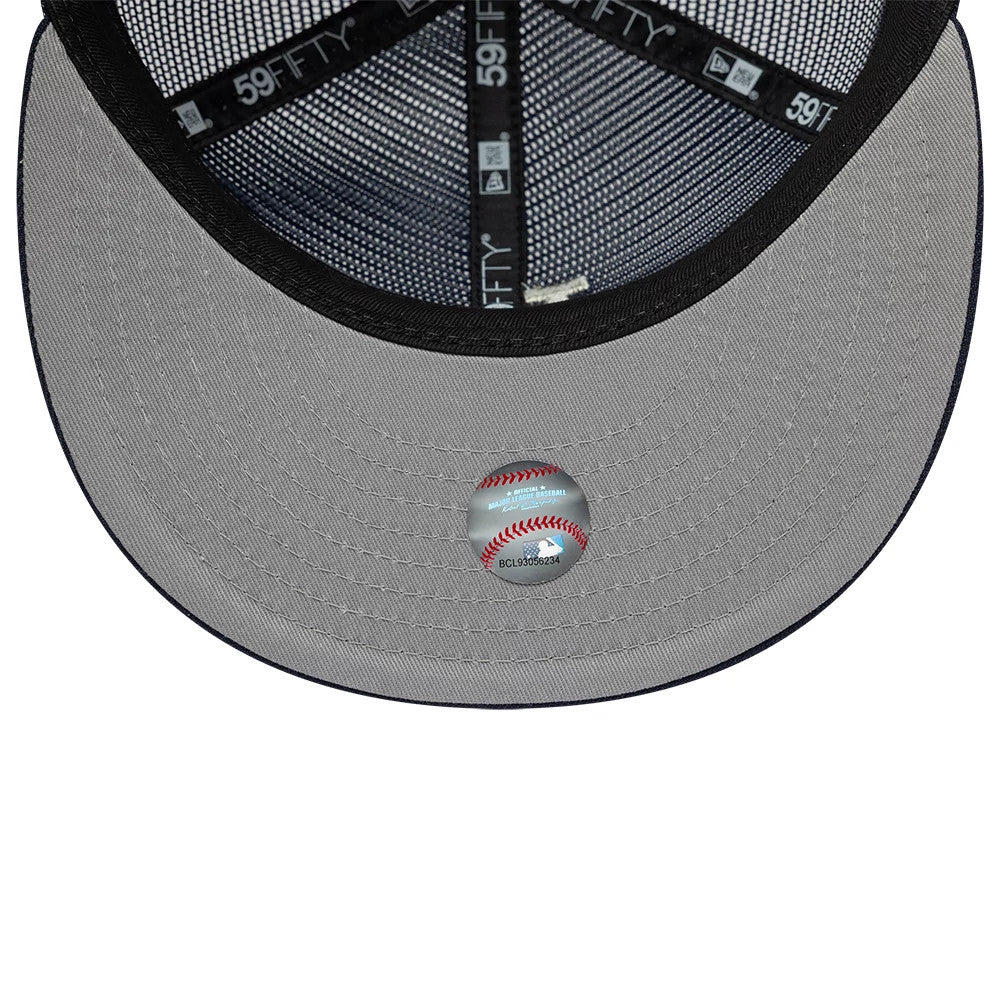 Pictured is this MLB All Mesh LA Dodgers 59FIFTY Fitted cap in navy. 2