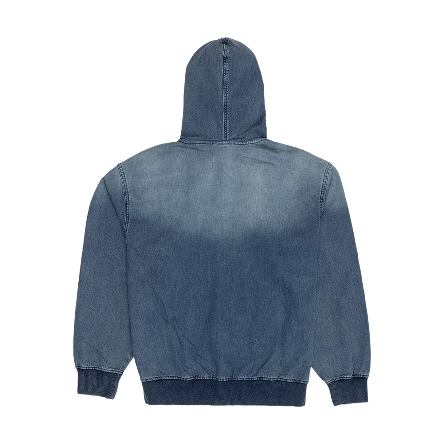 The model is wearing this New Era Washed Full Zip Hoodie in blue. 2