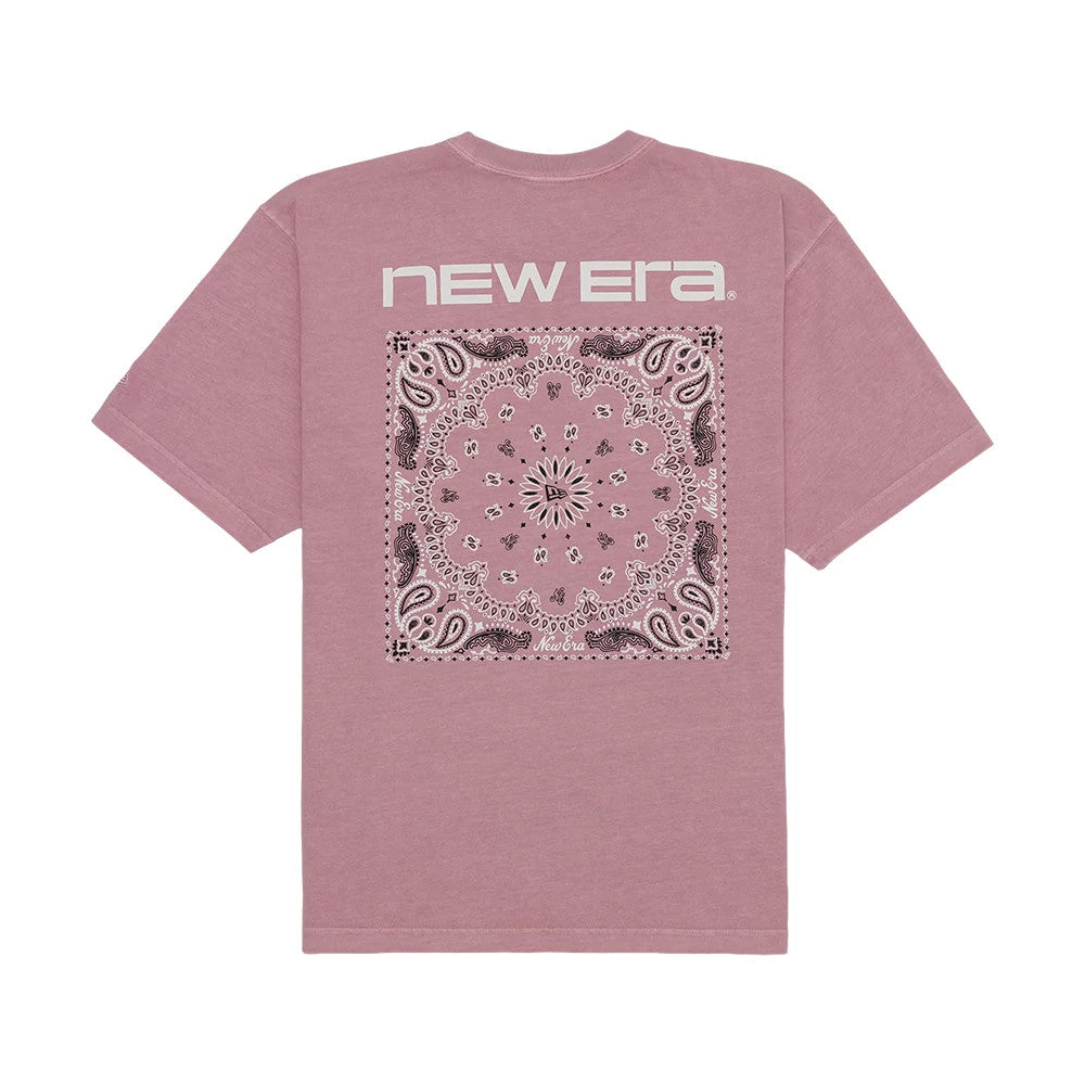 The model is wearing this New Era Paisley T-Shirt in pink. 2