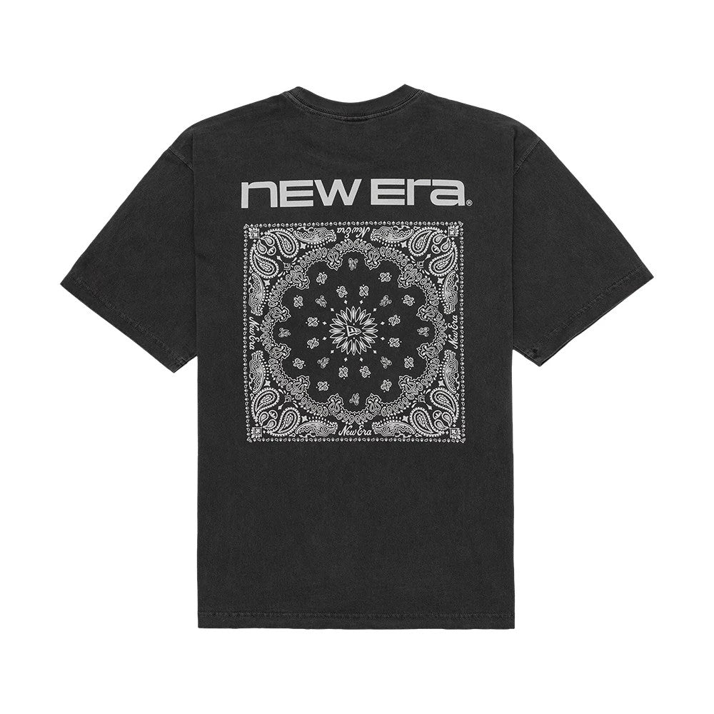 The model is wearing this New Era Paisley T-Shirt in black. 2