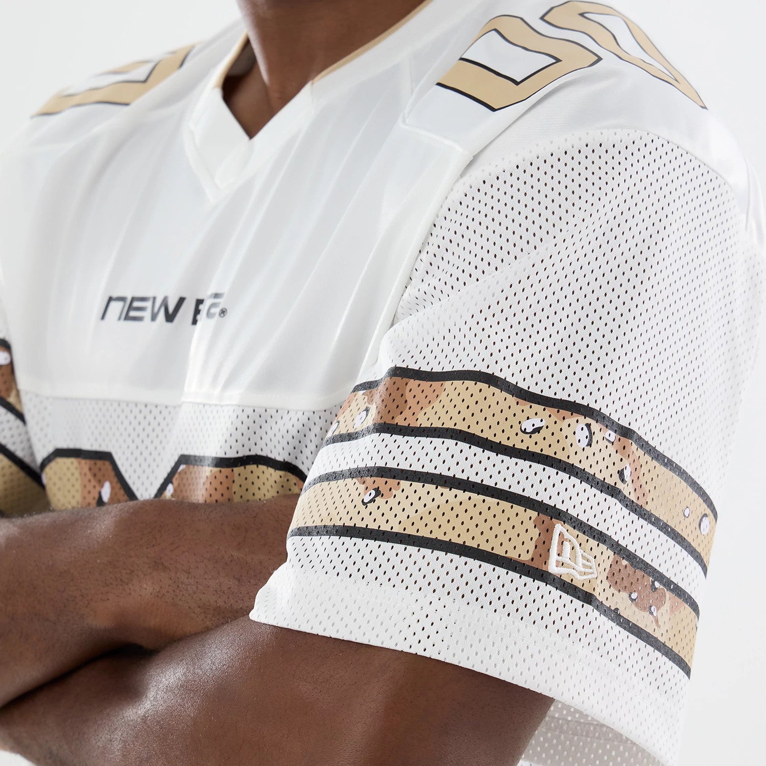 The model is wearing this New Era 1920 Mesh Jersey in white. 3
