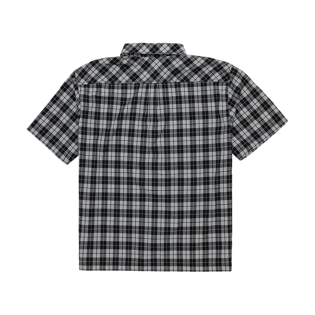 This is a New Era Check Short Sleeve Shirt in black. 2