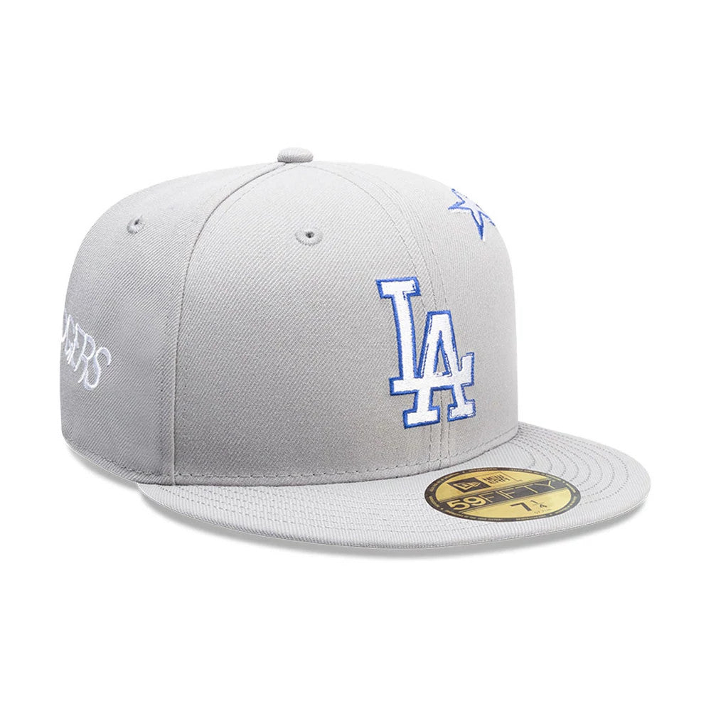 Pictured is this MLB Punkcore Los Angeles Dodgers 59FIFTY Fitted cap in grey. 4