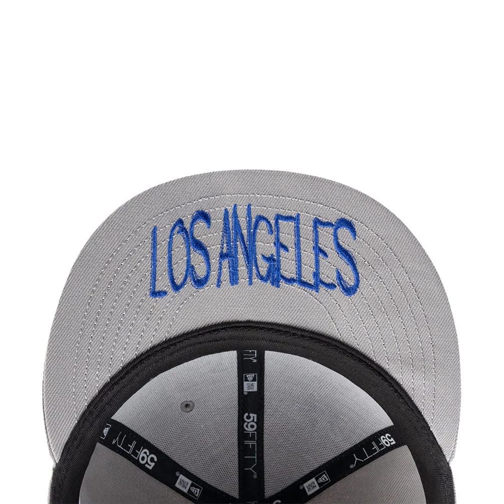 Pictured is this MLB Punkcore Los Angeles Dodgers 59FIFTY Fitted cap in grey. 2