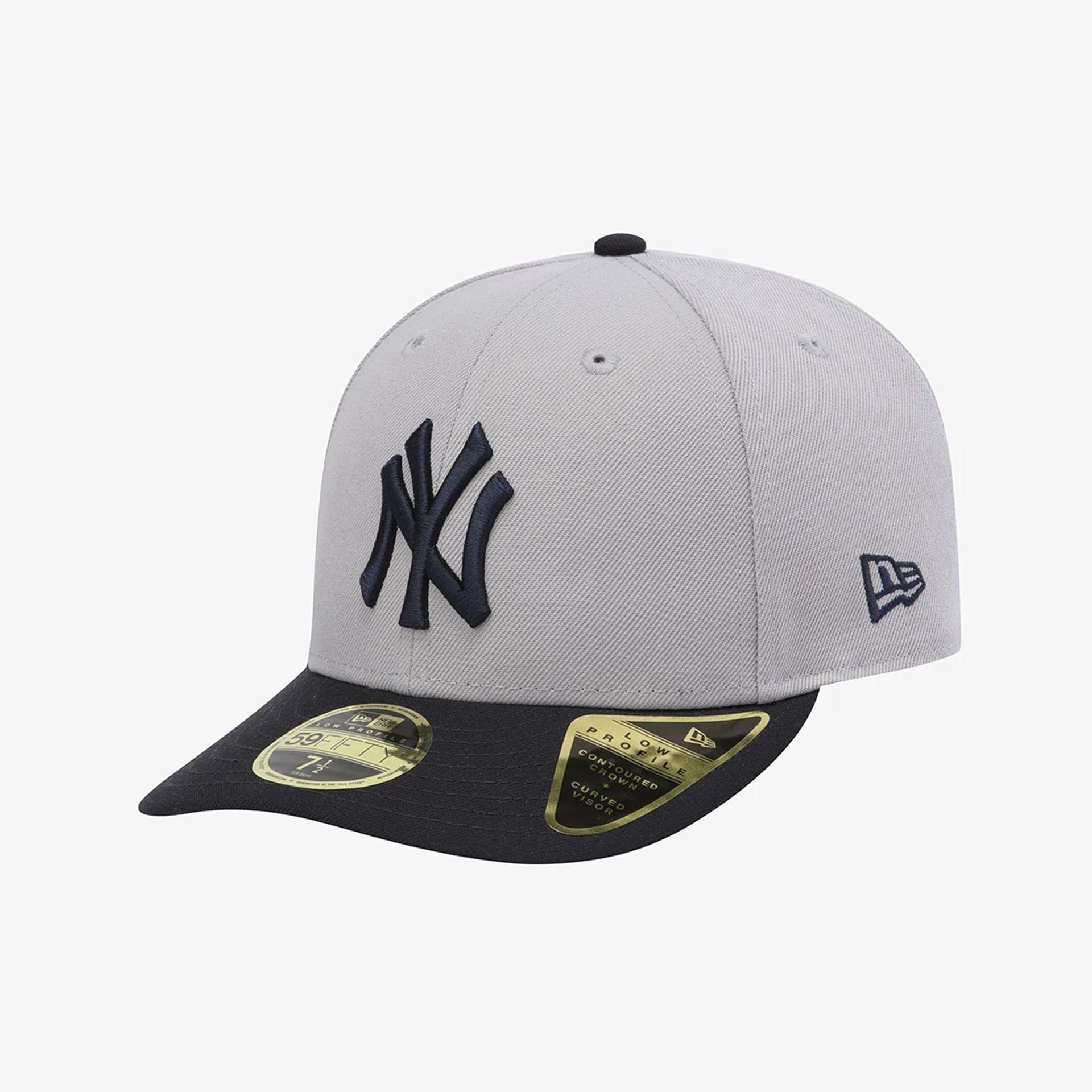 Pictured is this MLB 59FIFTY Day New York Yankees Low Profile 59FIFTY Fitted cap in grey. 1