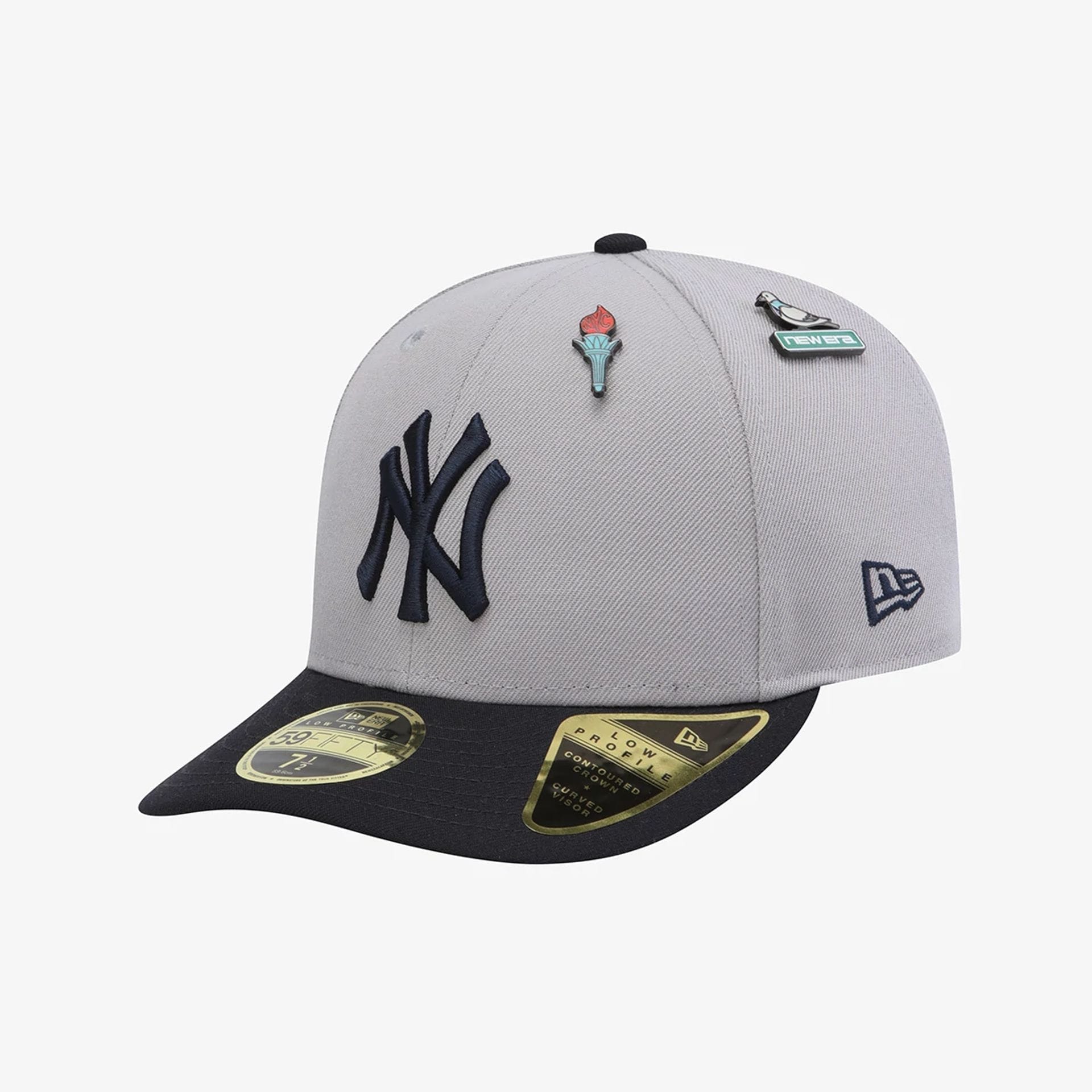 Pictured is this MLB 59FIFTY Day New York Yankees Low Profile 59FIFTY Fitted cap in grey. 2