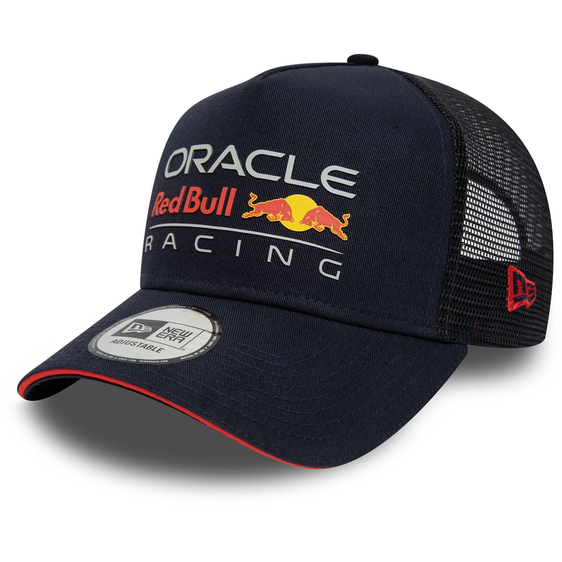 This is a Red Bull Essential Blue A-Frame Trucker Cap 1