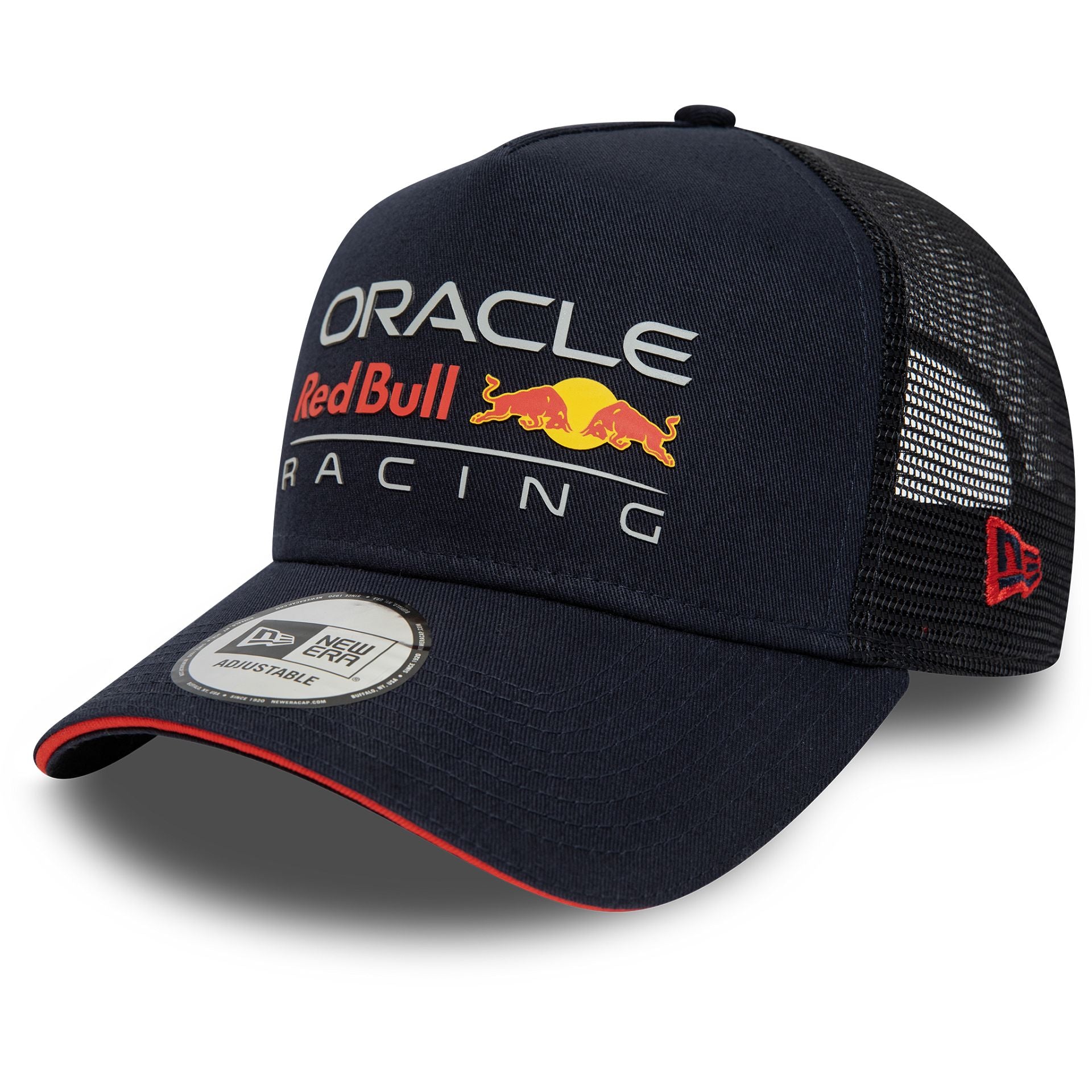 This is a Red Bull Essential Blue A-Frame Trucker Cap 1