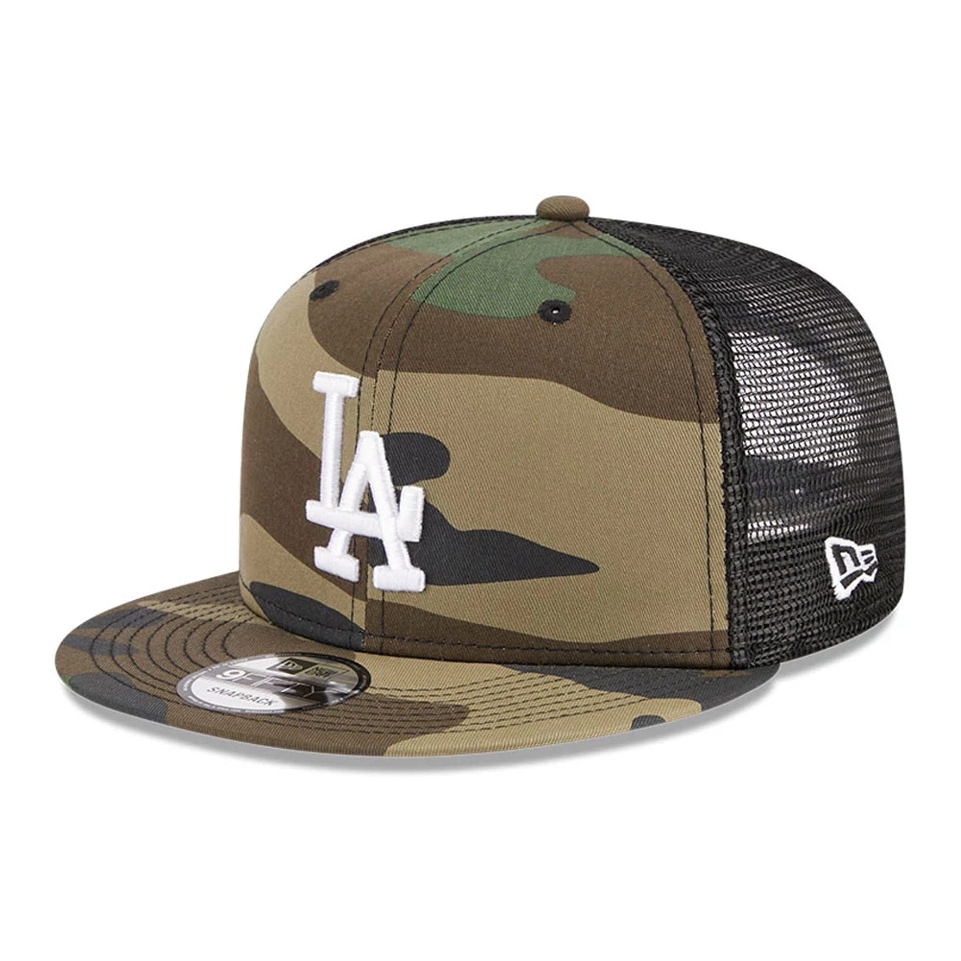 Pictured is this MLB Evergreen LA Dodgers 9FIFTY Trucker cap in camo. 1