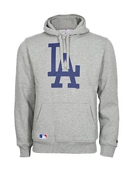 The Male model is wearing LA Dodgers MLB Regular Grey Pullover Hoodie 7