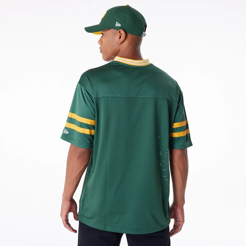 The Male model is wearing Green Bay Packers NFL Dark Green Mesh T-Shirt 9