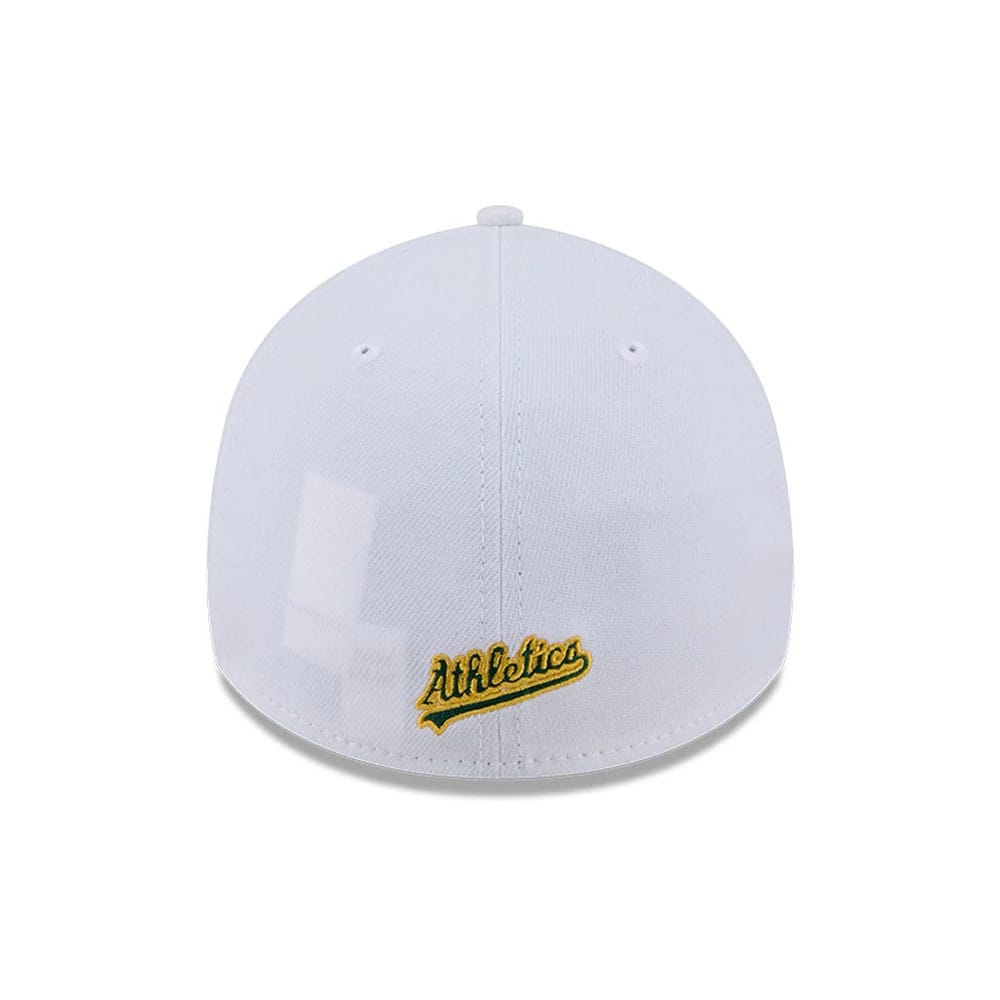 Pictured is this MLB Evergreen Athletics 39THIRTY Stretch Fit cap in white. 4
