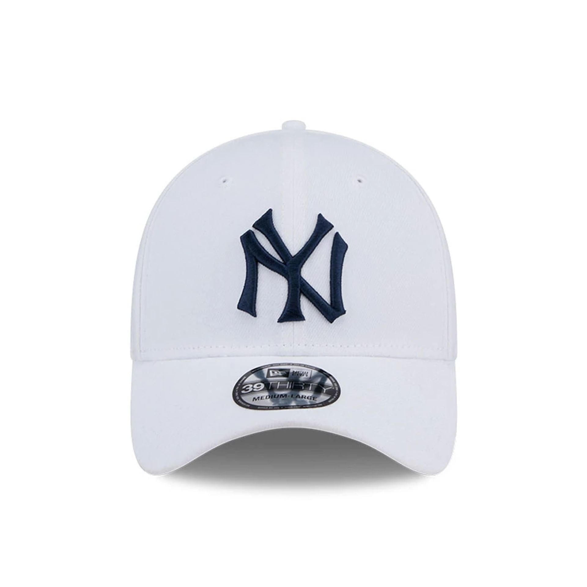 Pictured is this MLB Evergreen New York Yankees 39THIRTY Stretch Fit cap in white. 2