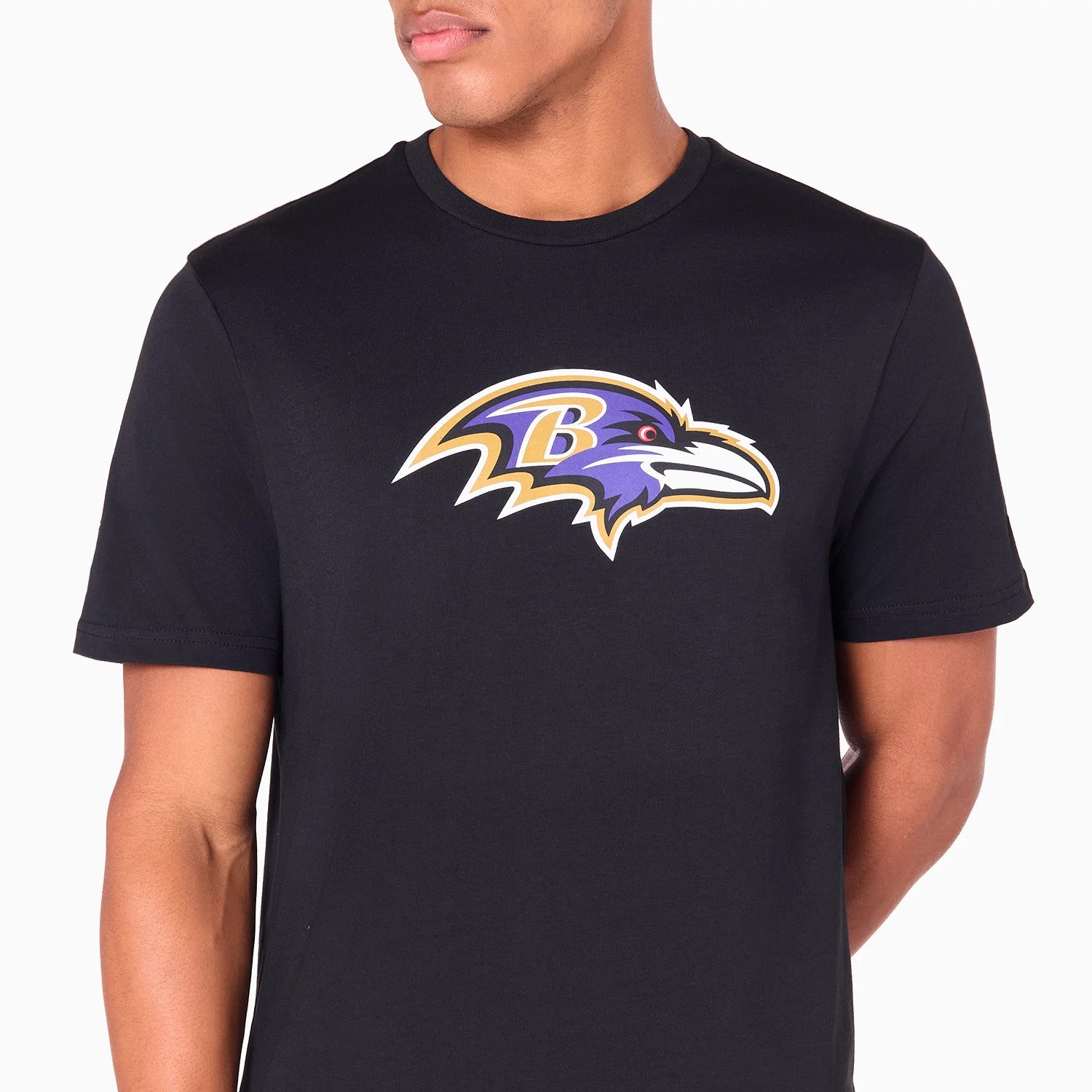 The Male model is wearing Baltimore Ravens NFL Black T-Shirt 2